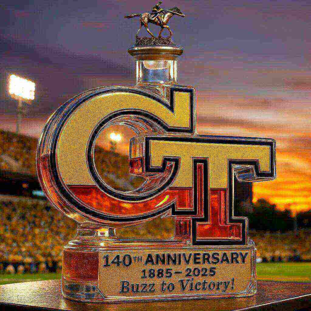 Georgia Tech Yellow Jackets 140th Anniversary Whiskey Bottle