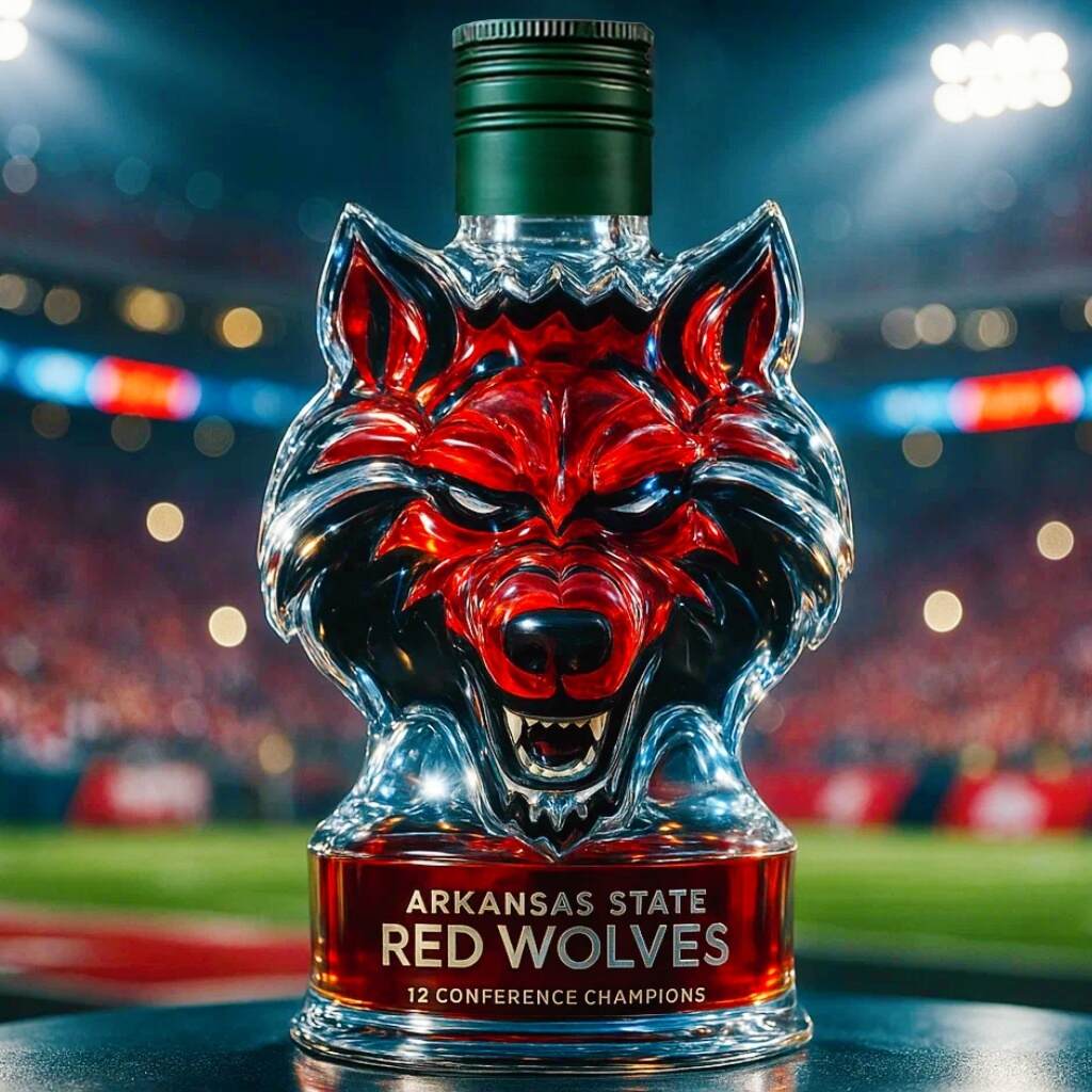 Arkansas State Red Wolves 12 Conference Championship Whiskey Bottle