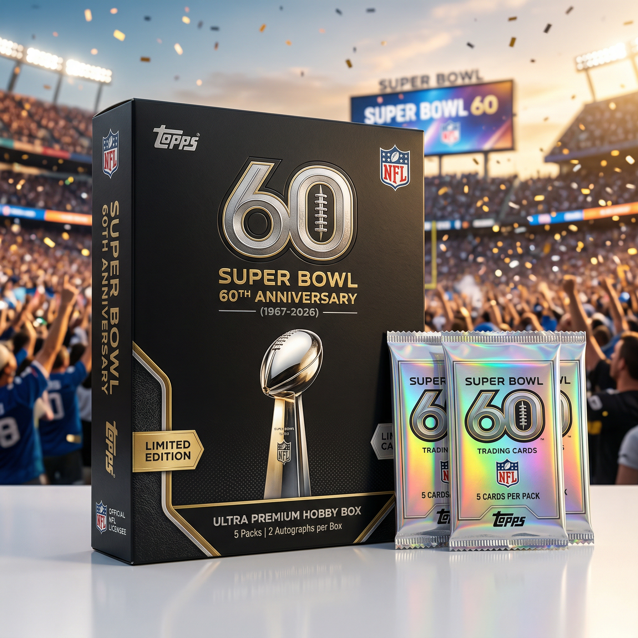 🏈NFL Super Bowl 60th Anniversary Topps TCG Cards! | Limited Edition 2026