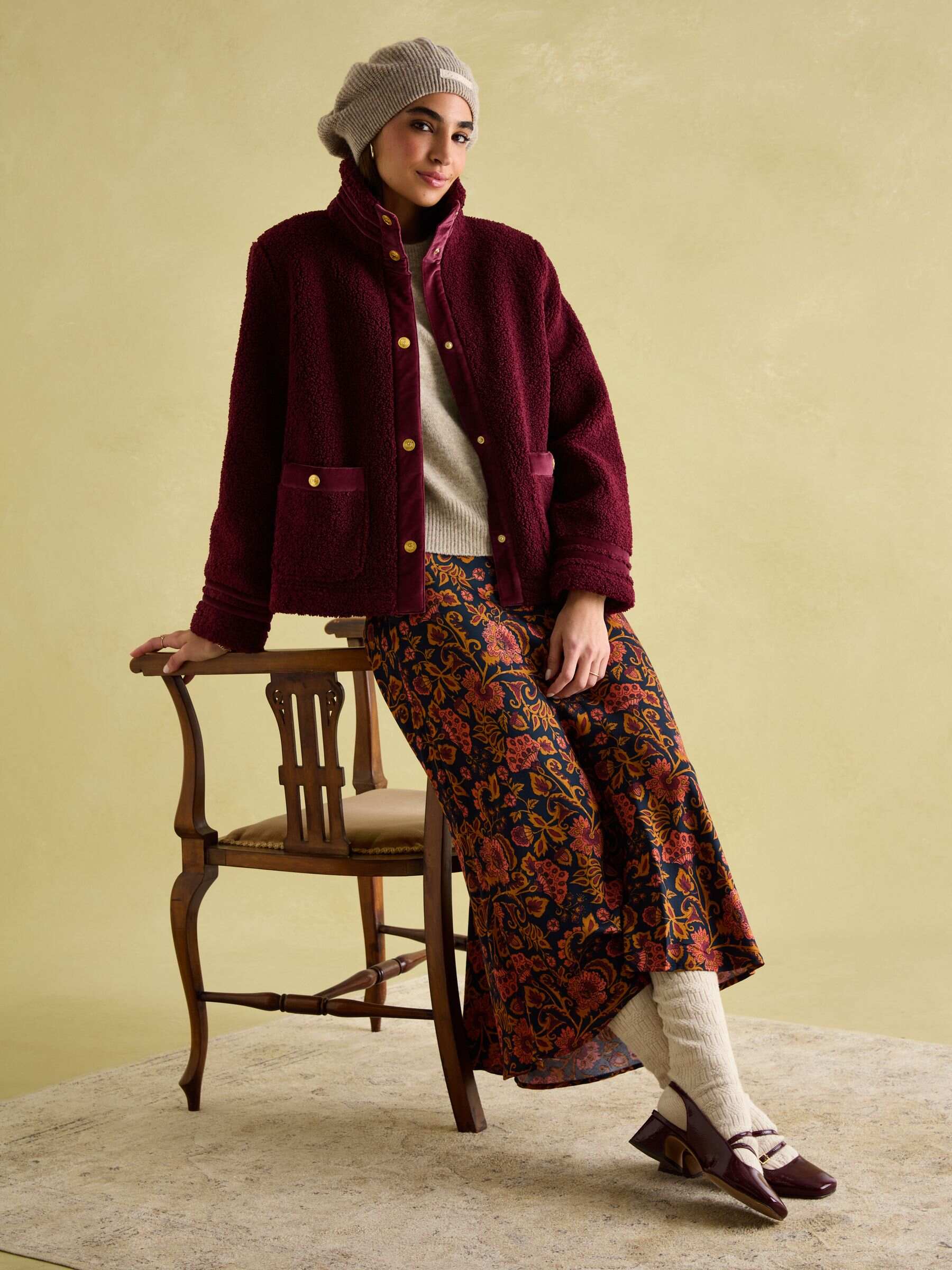 Fleur Red Fleece Jacket