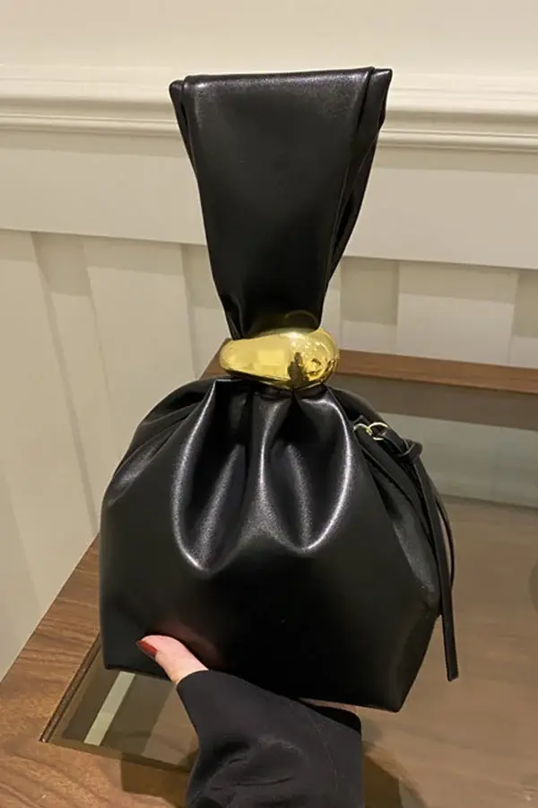 Retro Pleated Simple Bucket Bag