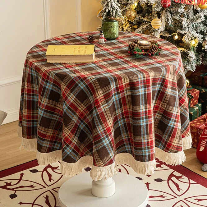 Christmas Buffalo Plaid Round Tablecloth