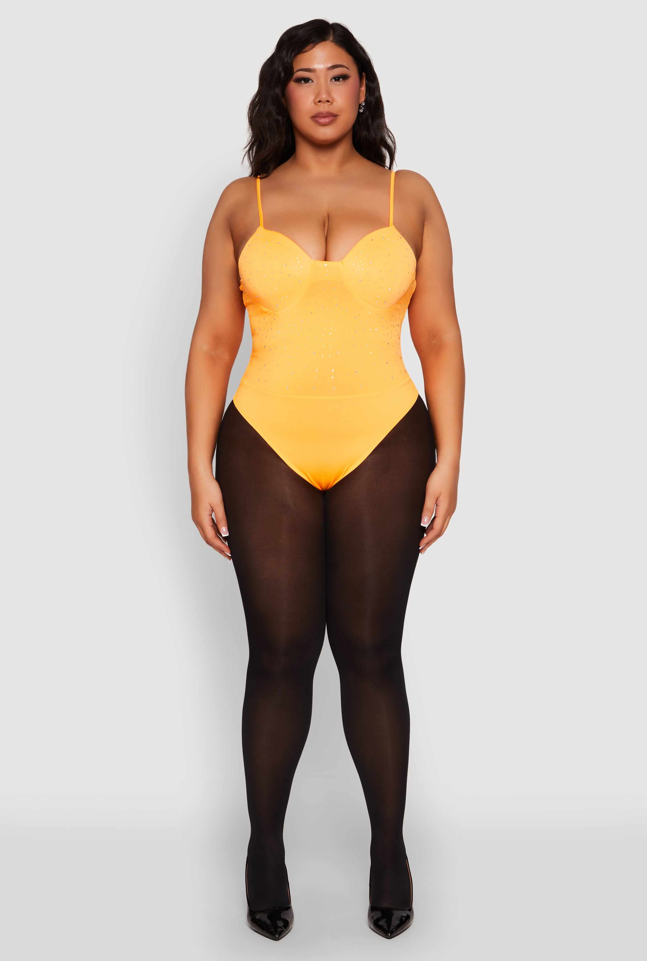Plus Size Rhinestone Bustier Bodysuit