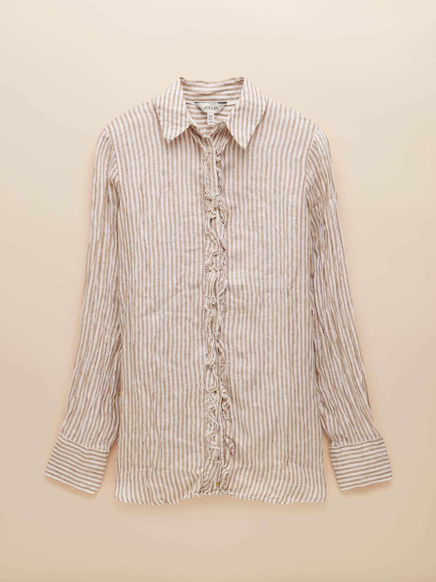 Selene Light Brown Stripe 100% Linen Shirt