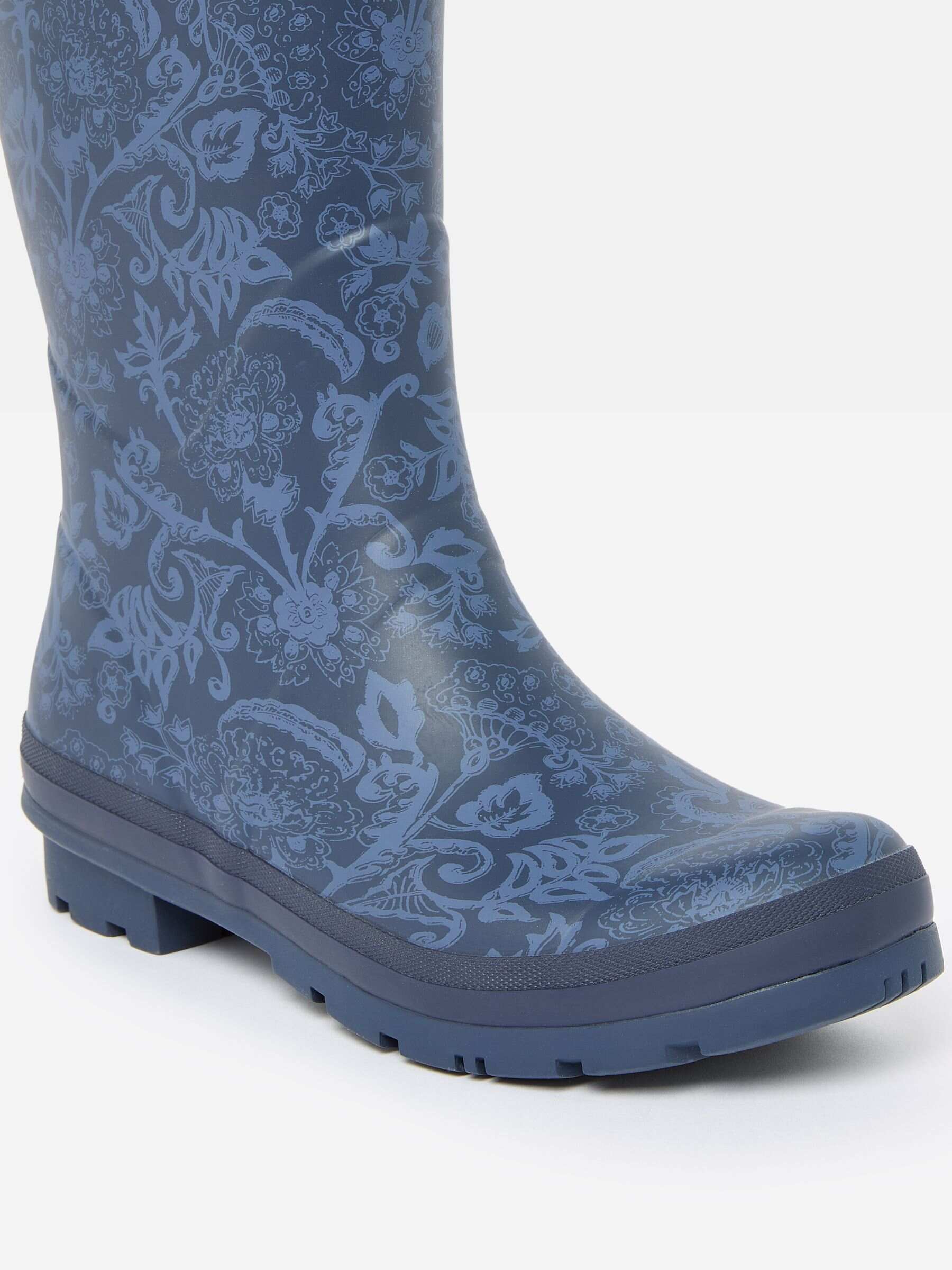 Printed Navy Blue Adjustable Tall Wellies