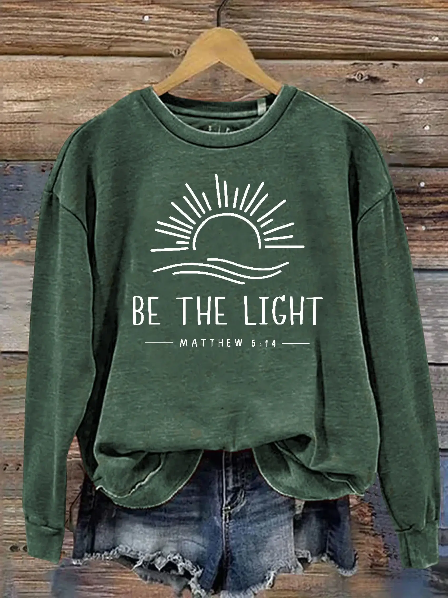 Unisex Women's Men's Be The Light Mathew 5:14 Verse Religious Faith Outfit Church Christian Print Casual Hoodie