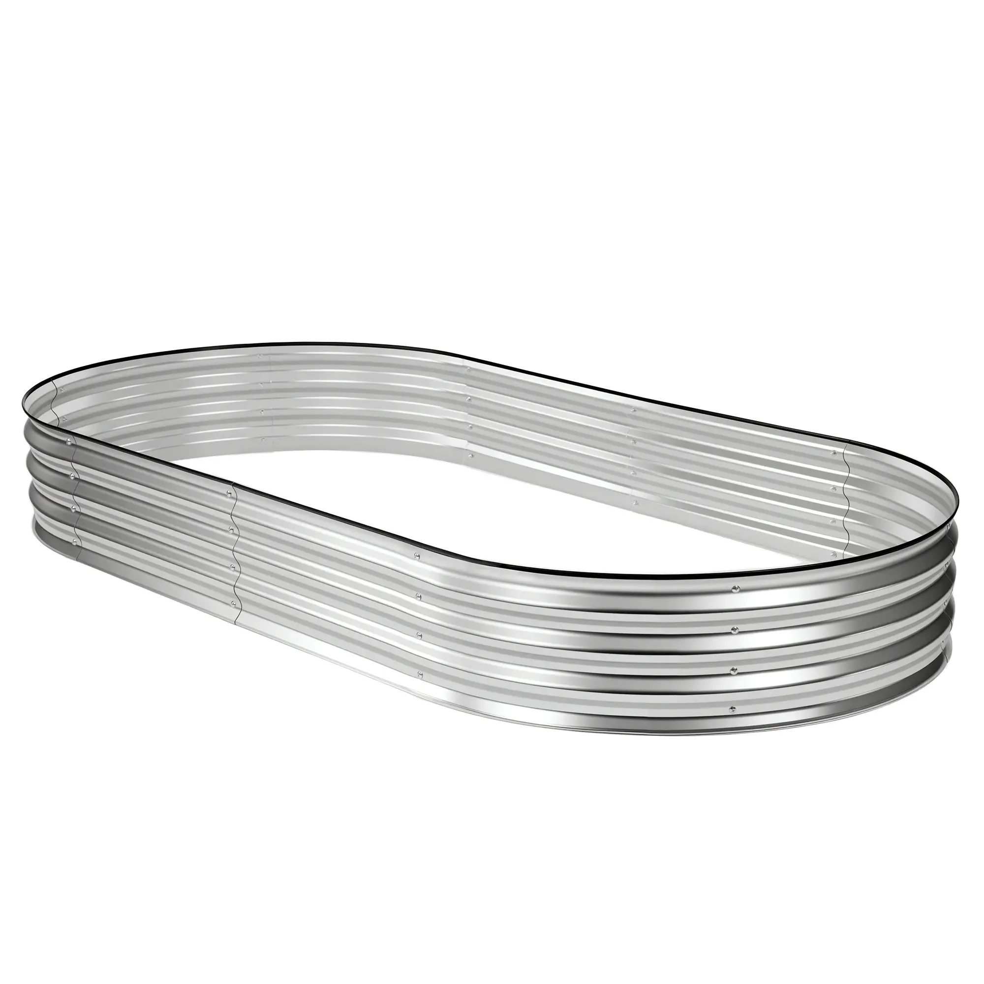 Raised Garden Bed, Outdoor Planter Box with Open Bottom Design, Metal Large Garden Bed for Vegetables, Herbs & Flowers, Rustproof for Backyard & Patio, Silver