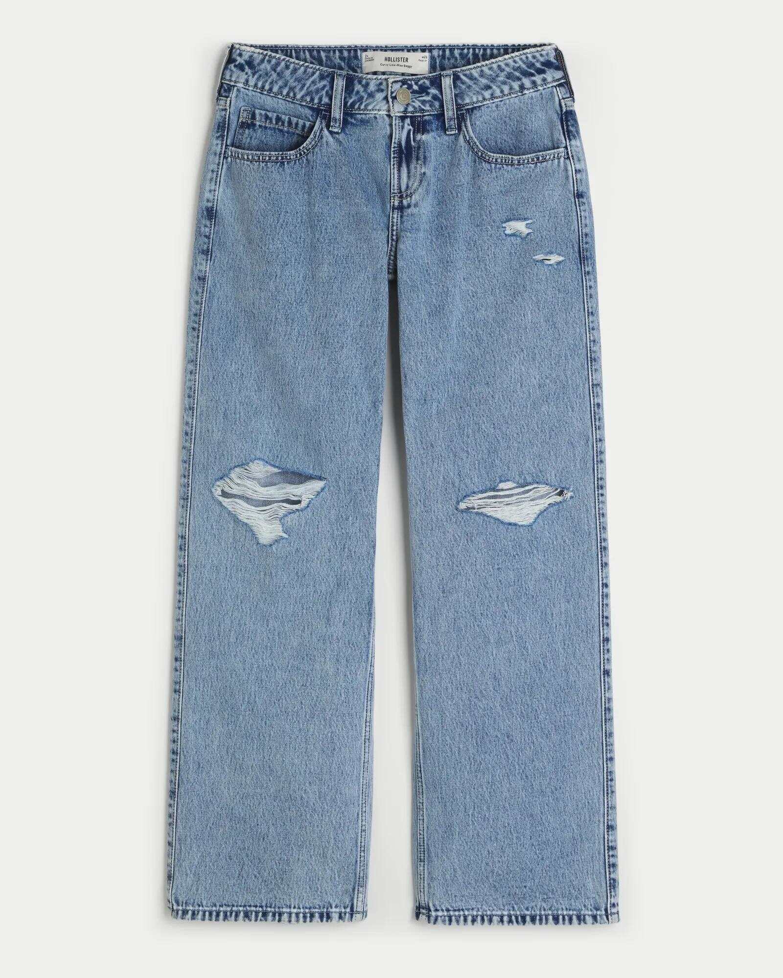 Curvy Low-Rise Light Wash Baggy Jeans