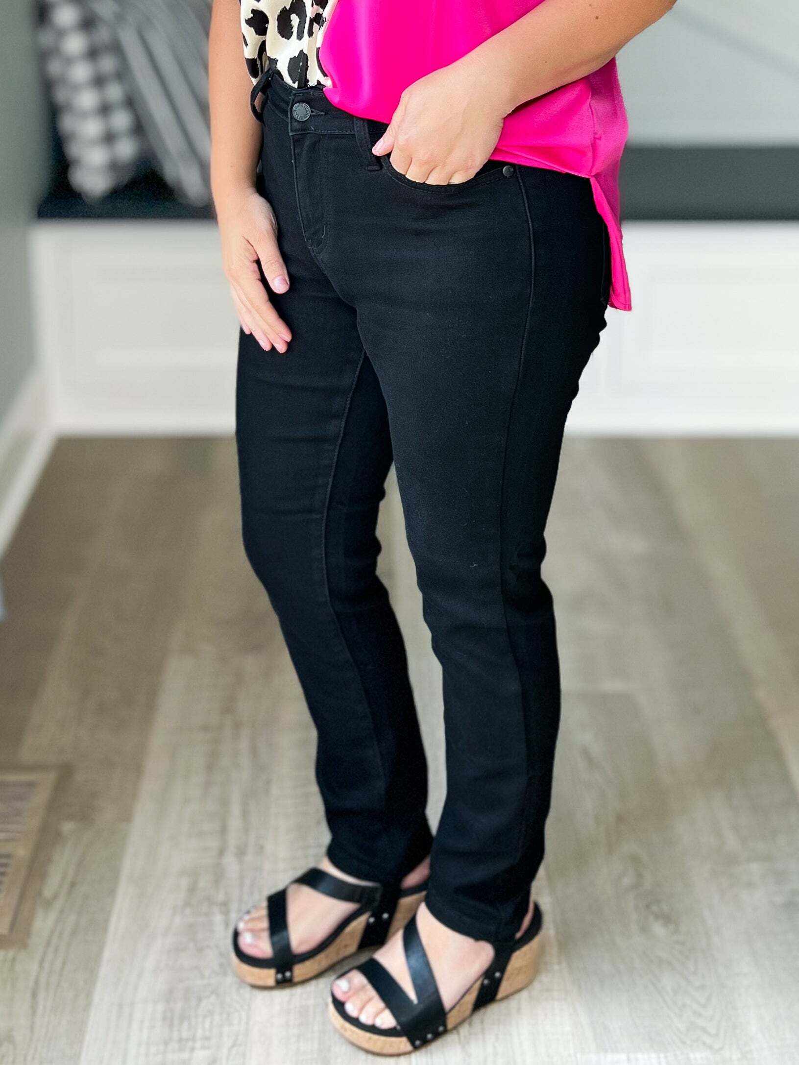 Total Eclipse - Christmas Slim Fit Black Jeans- Final Sale