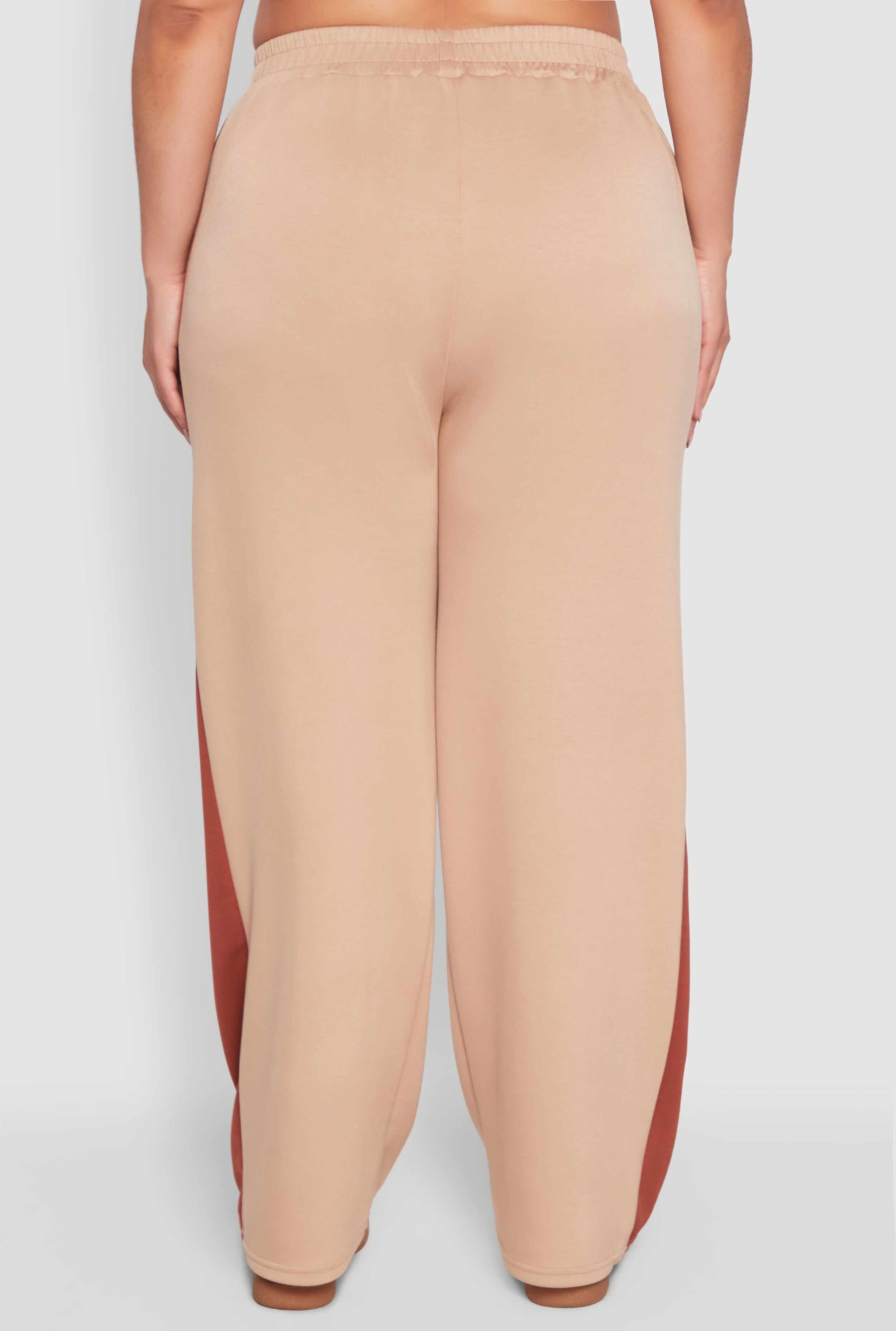 Plus Size Contrast Trim Wide Leg Pants