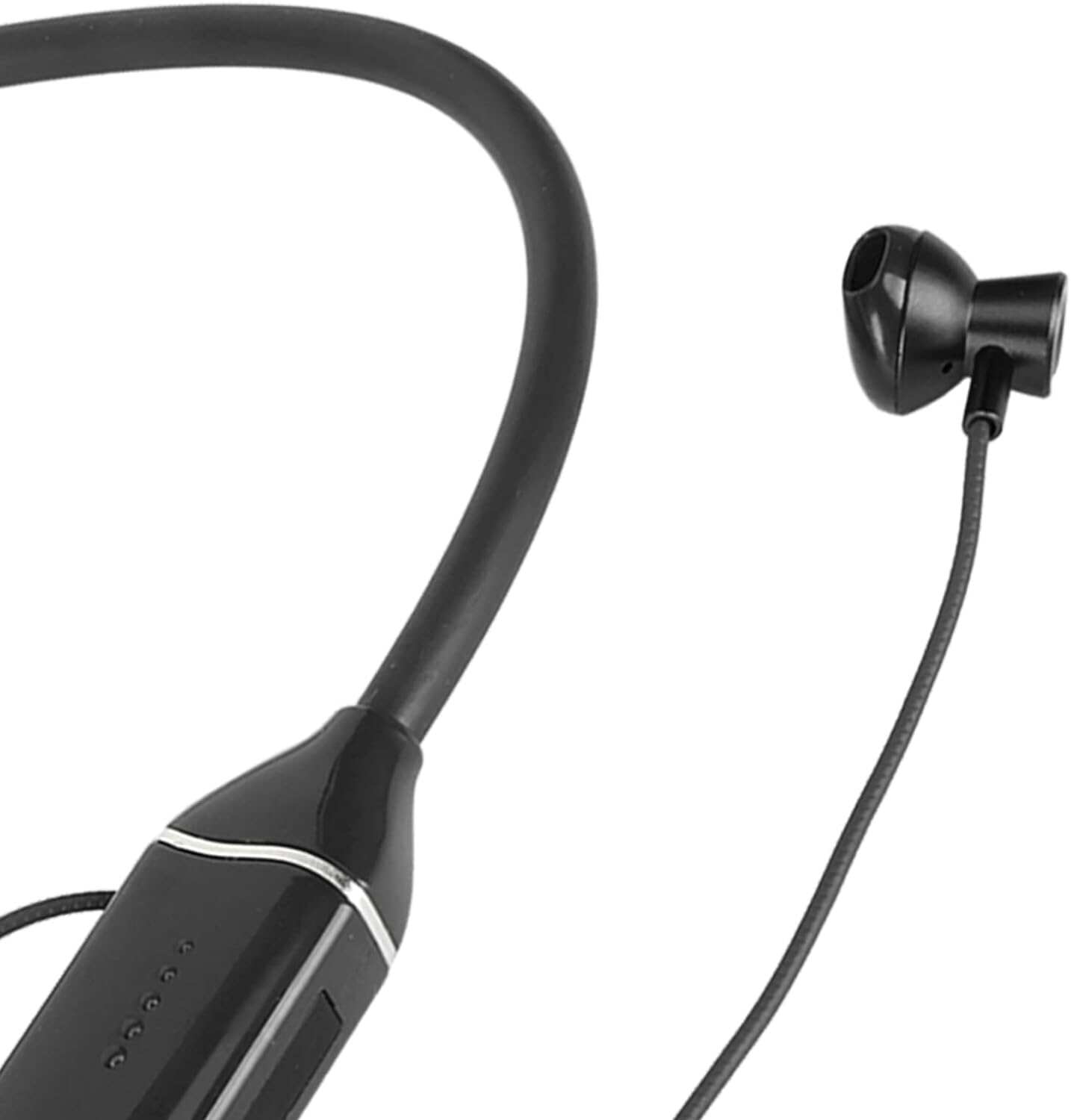 Bluetooth Neckband Headphone, Neckband Earphones Wireless, LED Power Display Memory Card Playback Magnetic Earbuds Headset with RGB Backlight (Black)