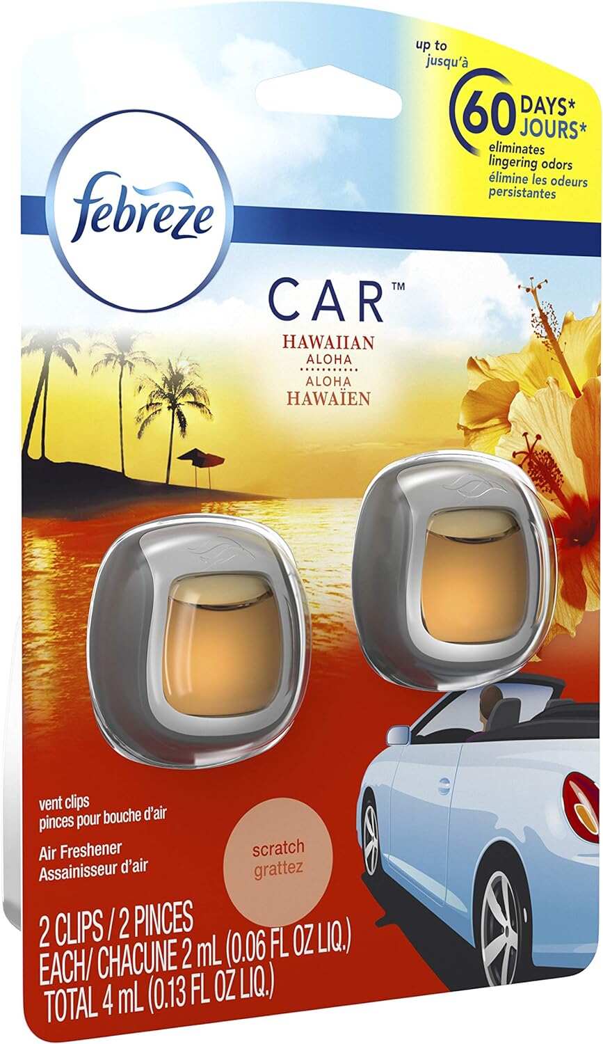 Febreze Car Air Fresheners, New Car Scent, Odor Eliminator for Strong Odors Car Vent Clips (2 Count)