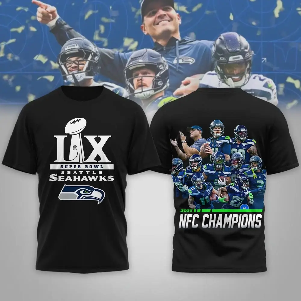 Seattle Seahawks 2025 NFC Champions | Super Bowl LIX Premium 3D Commemorative Tee
