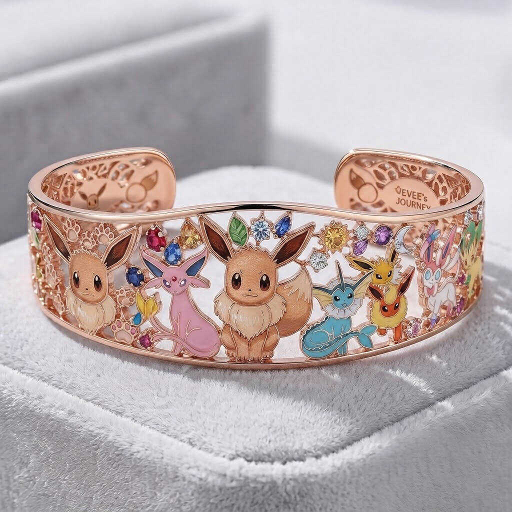 Eevee & Evolutions Journey Enamel Cuff Bracelet