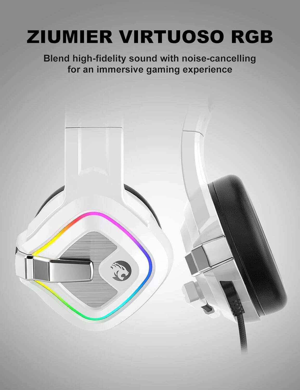 ZIUMIER Z66 Gaming Headset, Wired, Over-Ear, Noise Cancelling Mic, RGB Light, Stereo Surround Sound, Compatible with PS4, PS5, Xbox One, Laptop (Green)