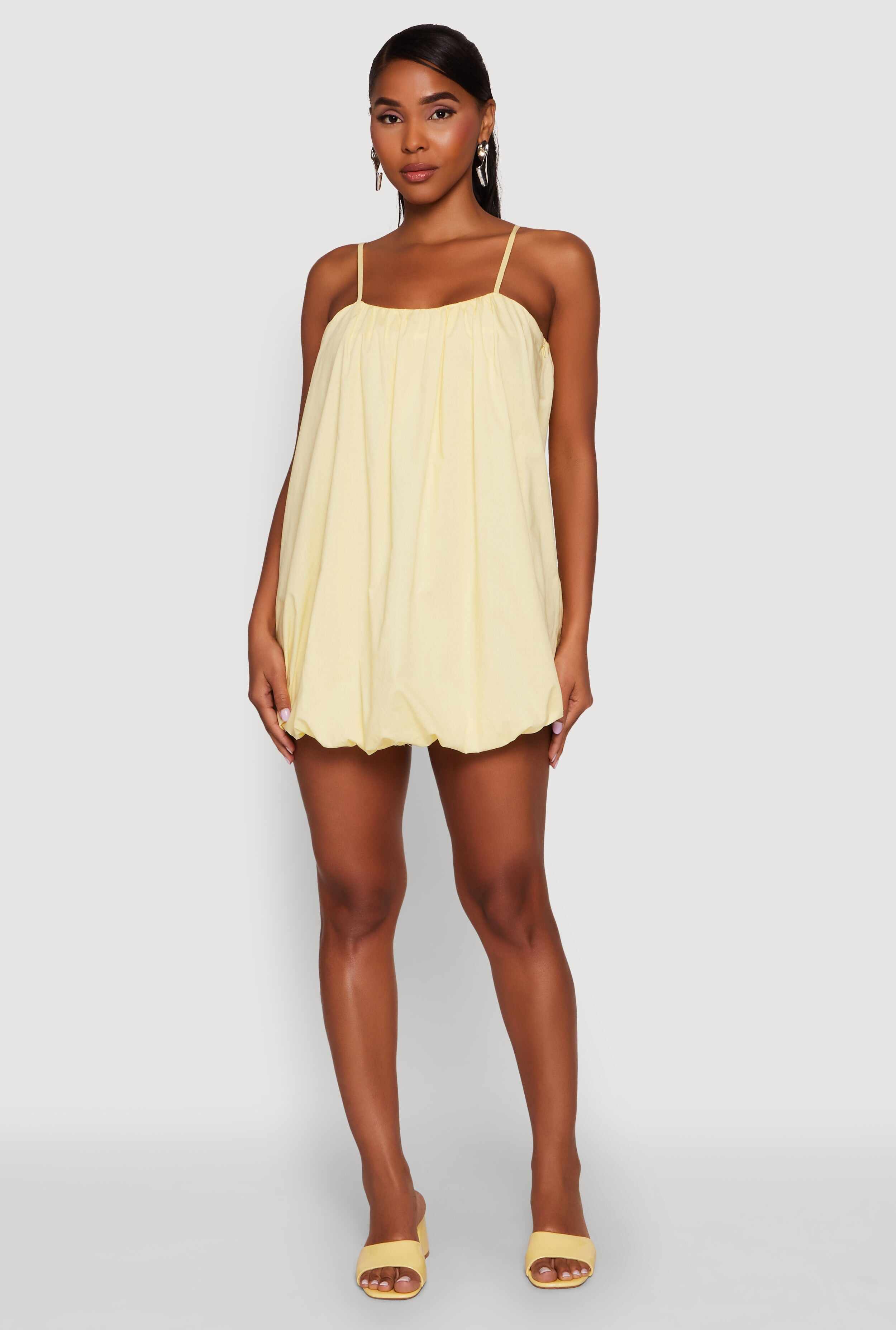 Chic Poplin Bubble Hem Spaghetti Strap Dress
