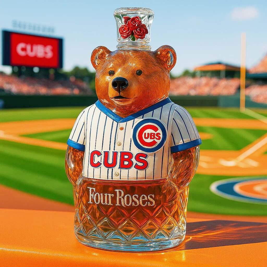 Chicago Cubs Brown Bear Whisky Bottle