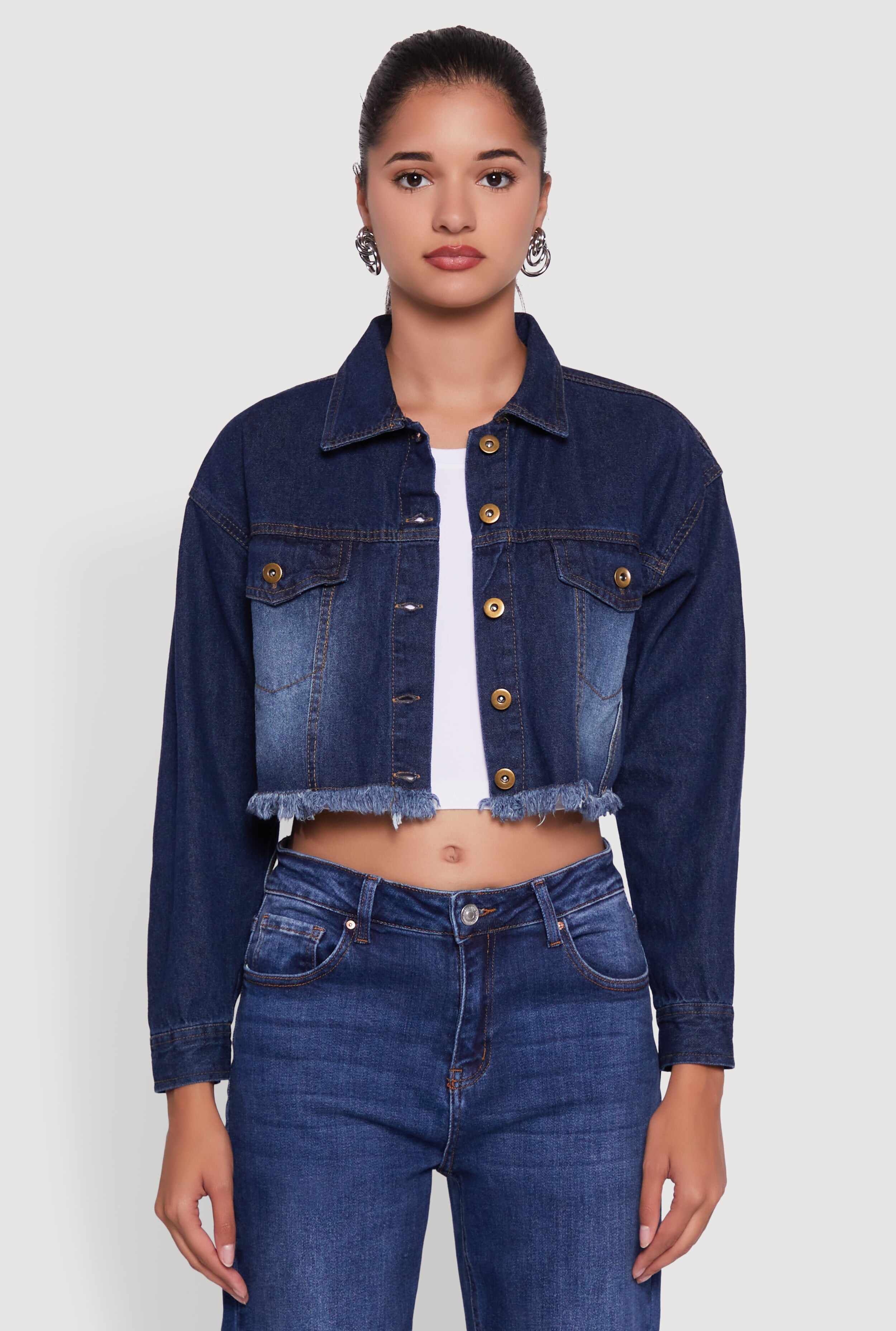 Heart Graffiti Graphic Frayed Jean Jacket