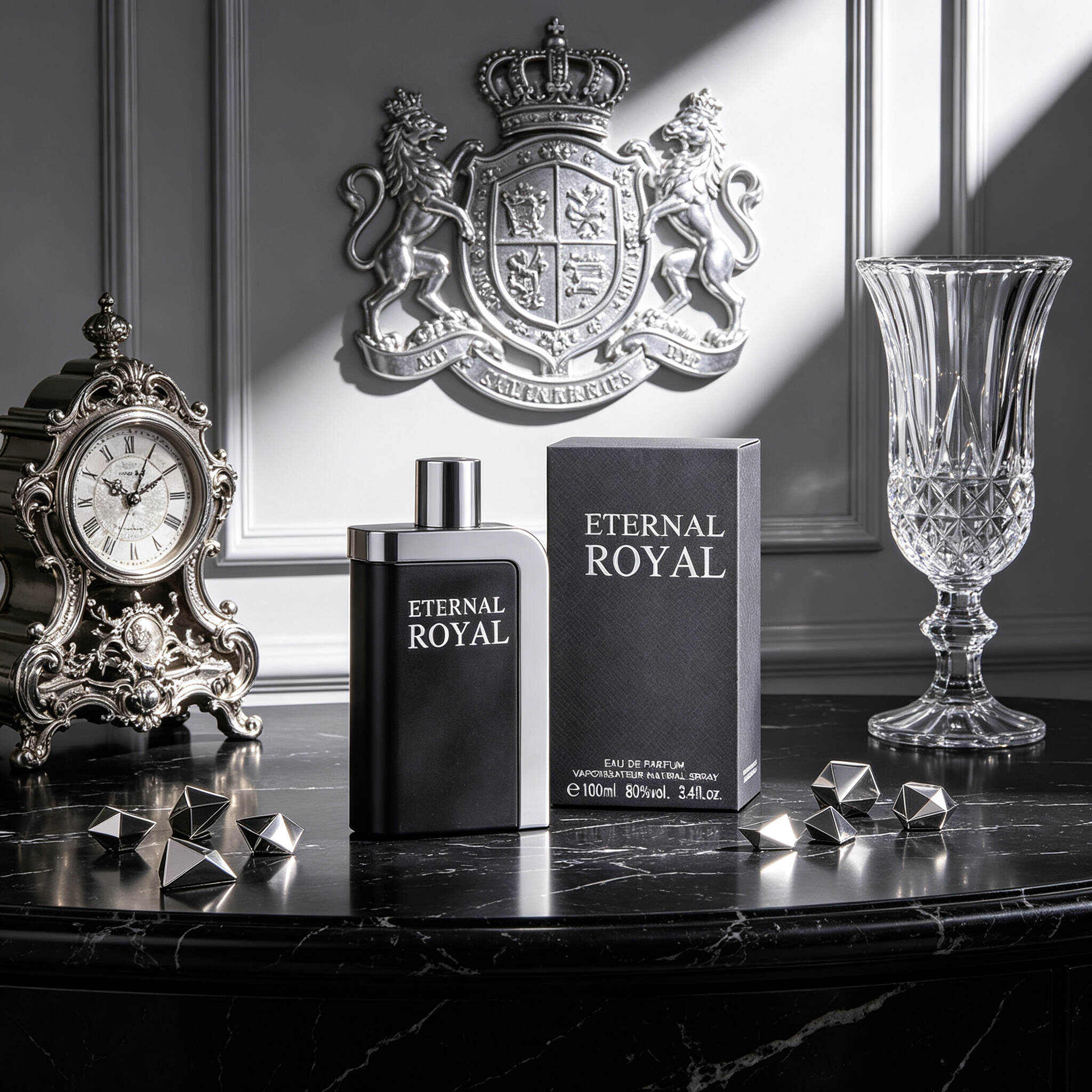 Eternal Royal Men Eau de Parfum 100ml, Gold & Silver Cologne Bottle