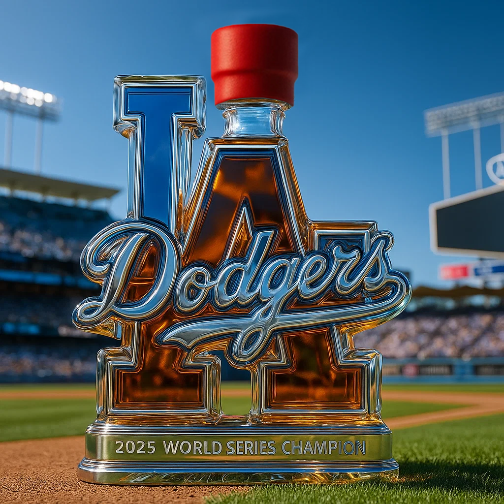 Los Dodgers 2025 World Series Champions Whiskey Bottle