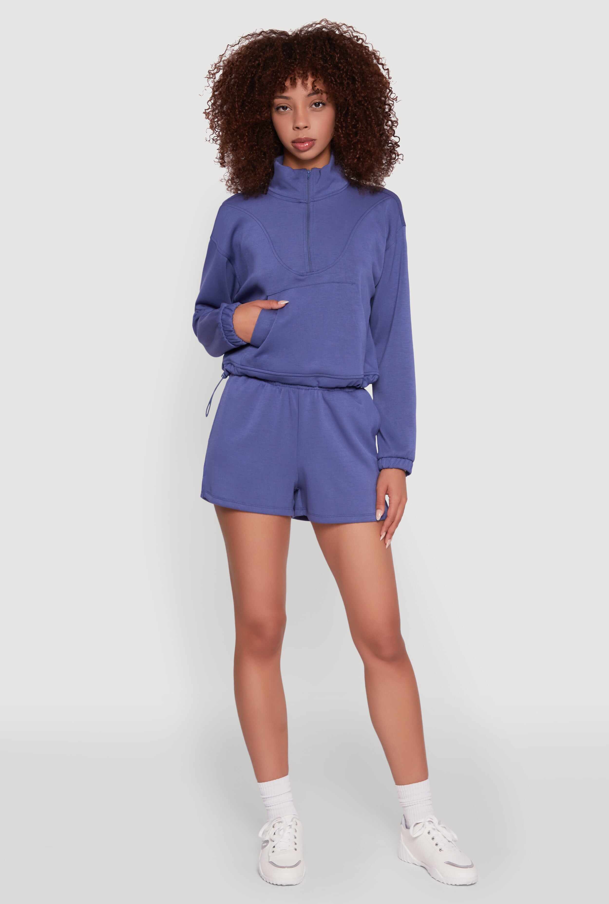 Mock Neck Quarter Zip Pullover Sweatshirt