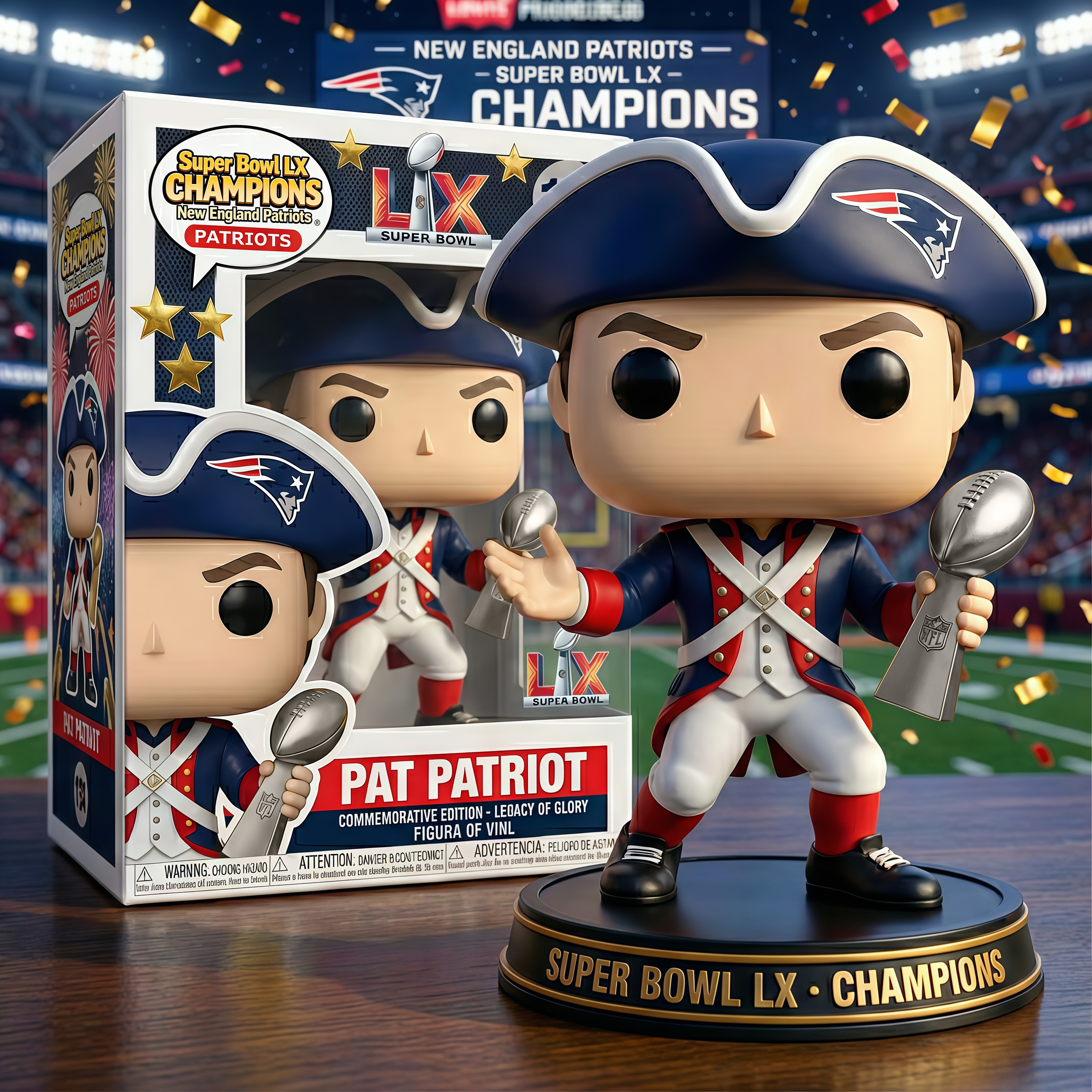 🏆 New England Patriots – Super Bowl LX Champions Commemorative Pop! Figure