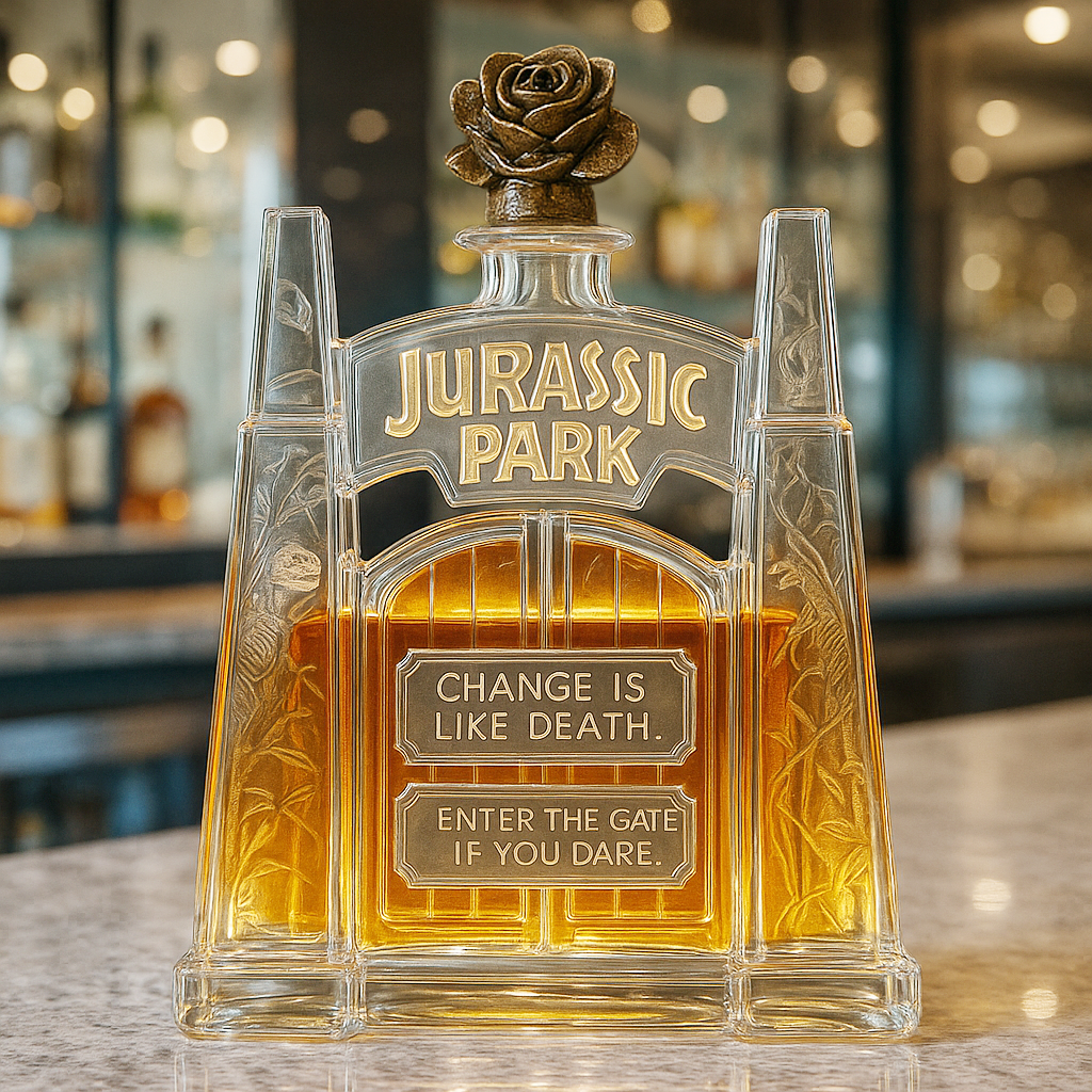 Jurassic Park Gate Whiskey Bottle 🦖🥃