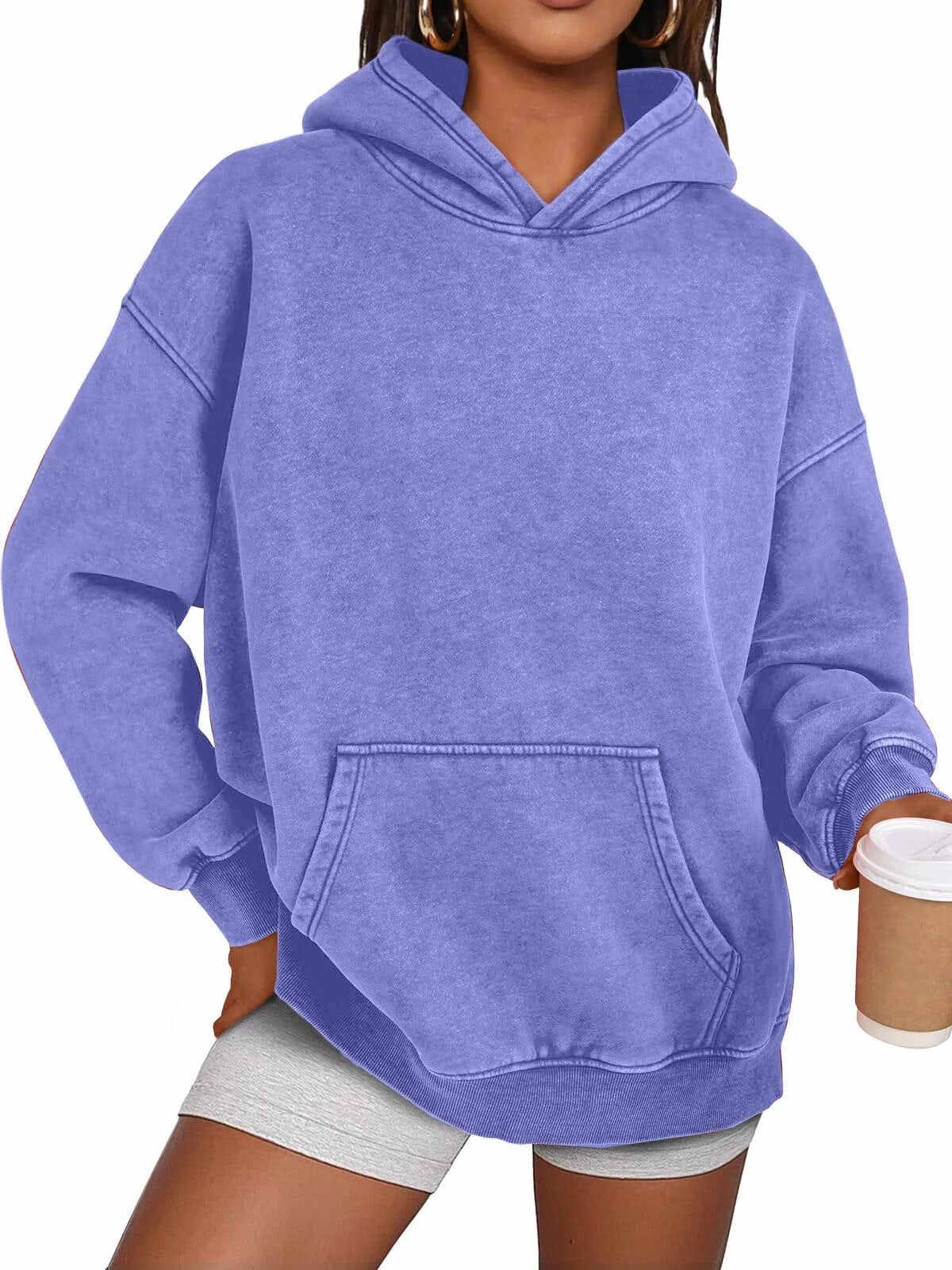 Unisex Casual Oversized Acid Wash Tops Hoodie Pullover