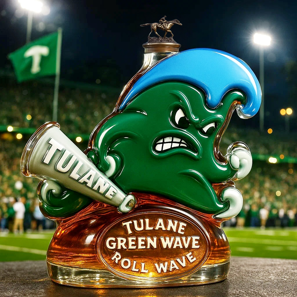 TULANE GREEN WAVE LOGO Limited Edition Whiskey Bottle