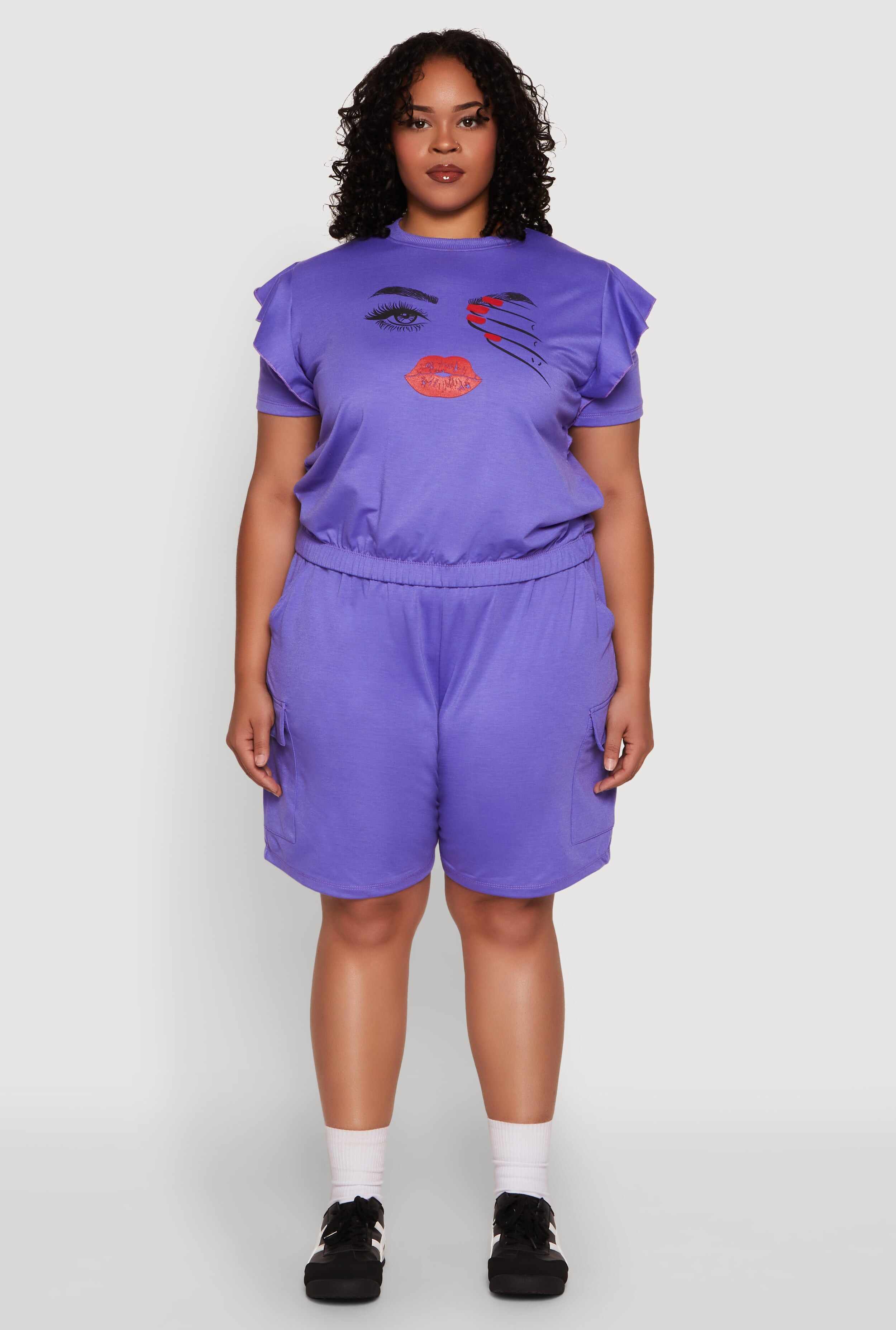 Plus Size Drawstring Cargo Sweatshorts