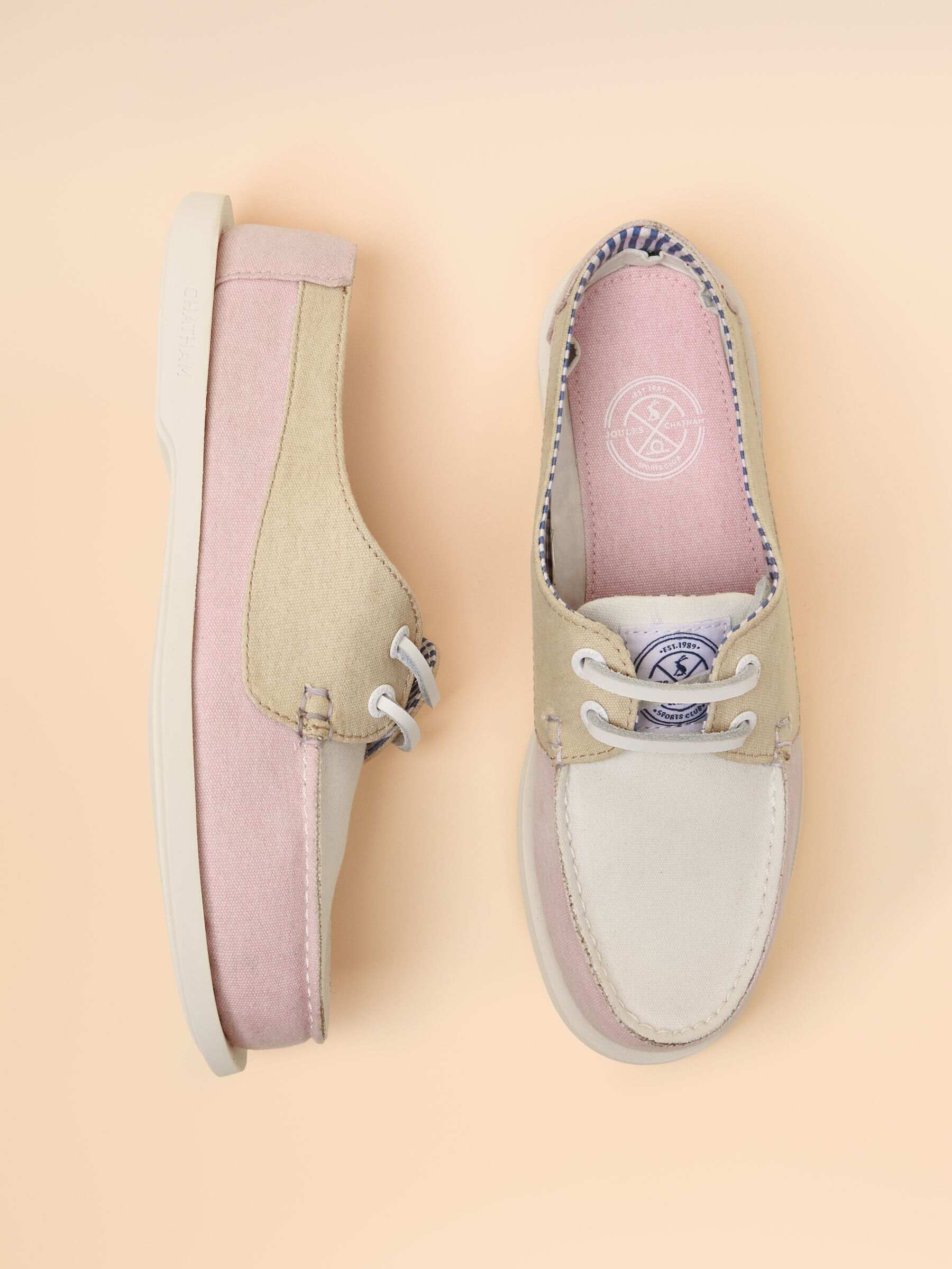 Joules X Chatham Pink Oat Mariner Deck Shoes