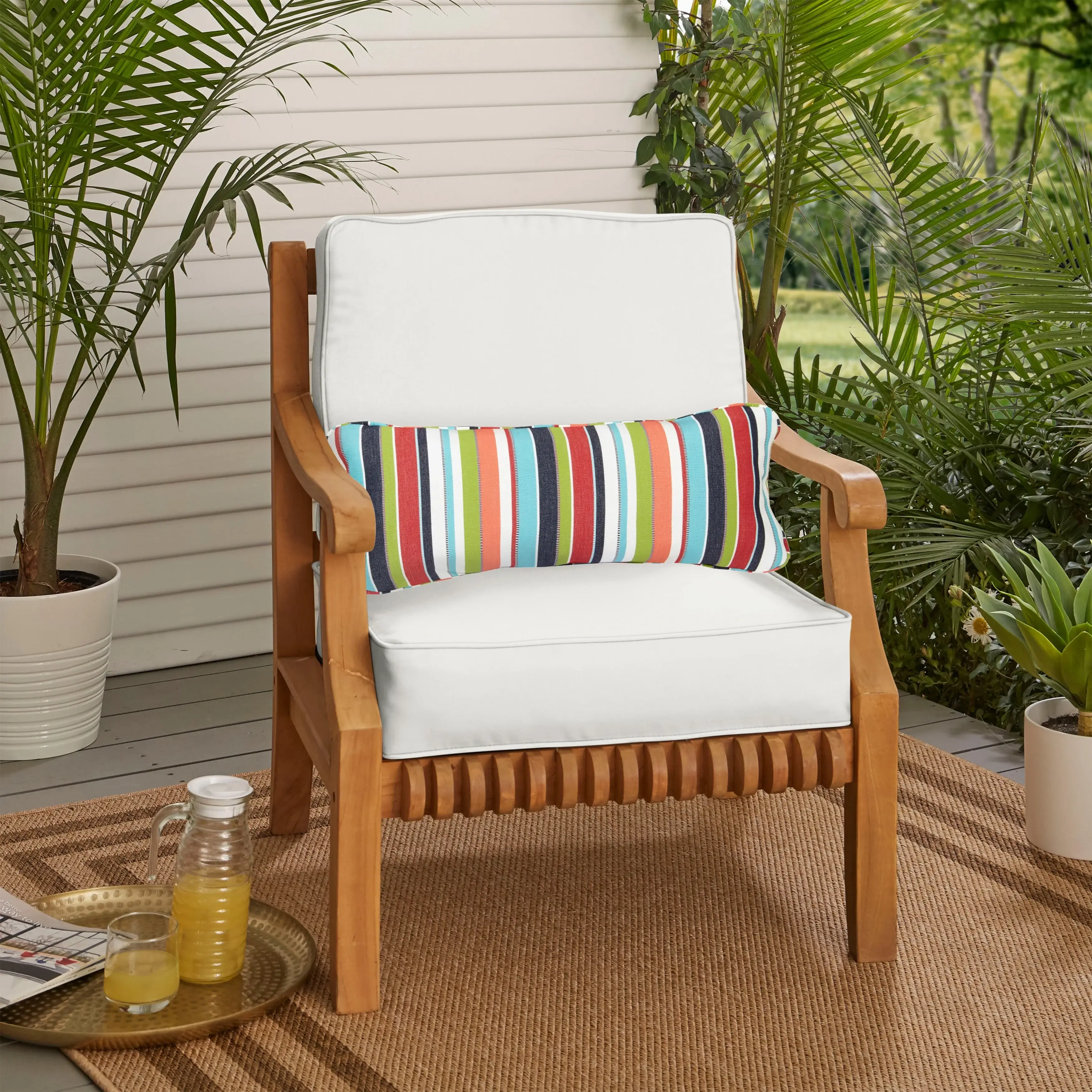 Sorra Home Oakley Sunbrella Solid Indoor/ Outdoor Corded Chair Cushion Set and Lumbar Pillow