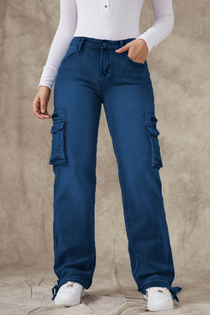 90s Vintage Flap Pocket Low Waist Cargo Jeans