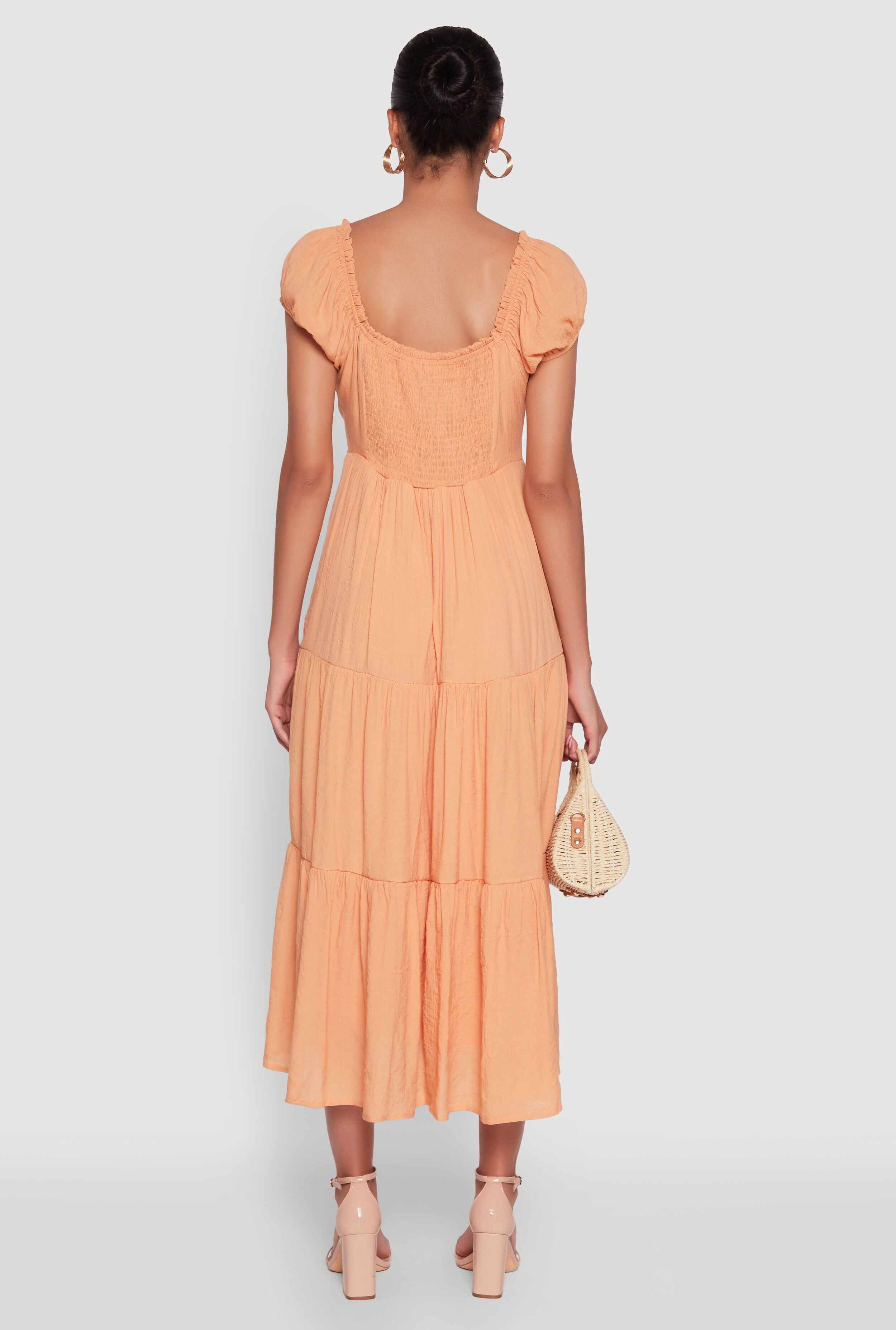 Timeless Short Puff Sleeve Empire Waist Maxi Dress