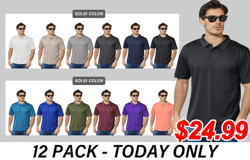 Men's Polo Shirt Quick Dry Performance Short Sleeve