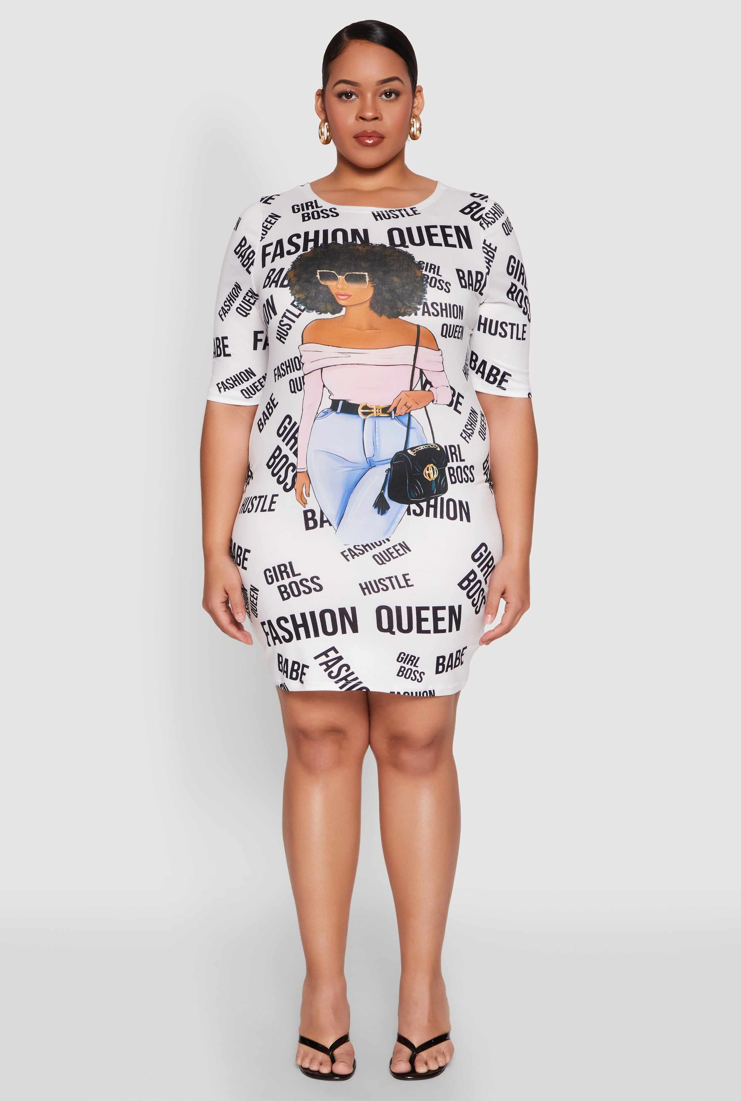 Plus Size Fashion Queen Graphic Dress