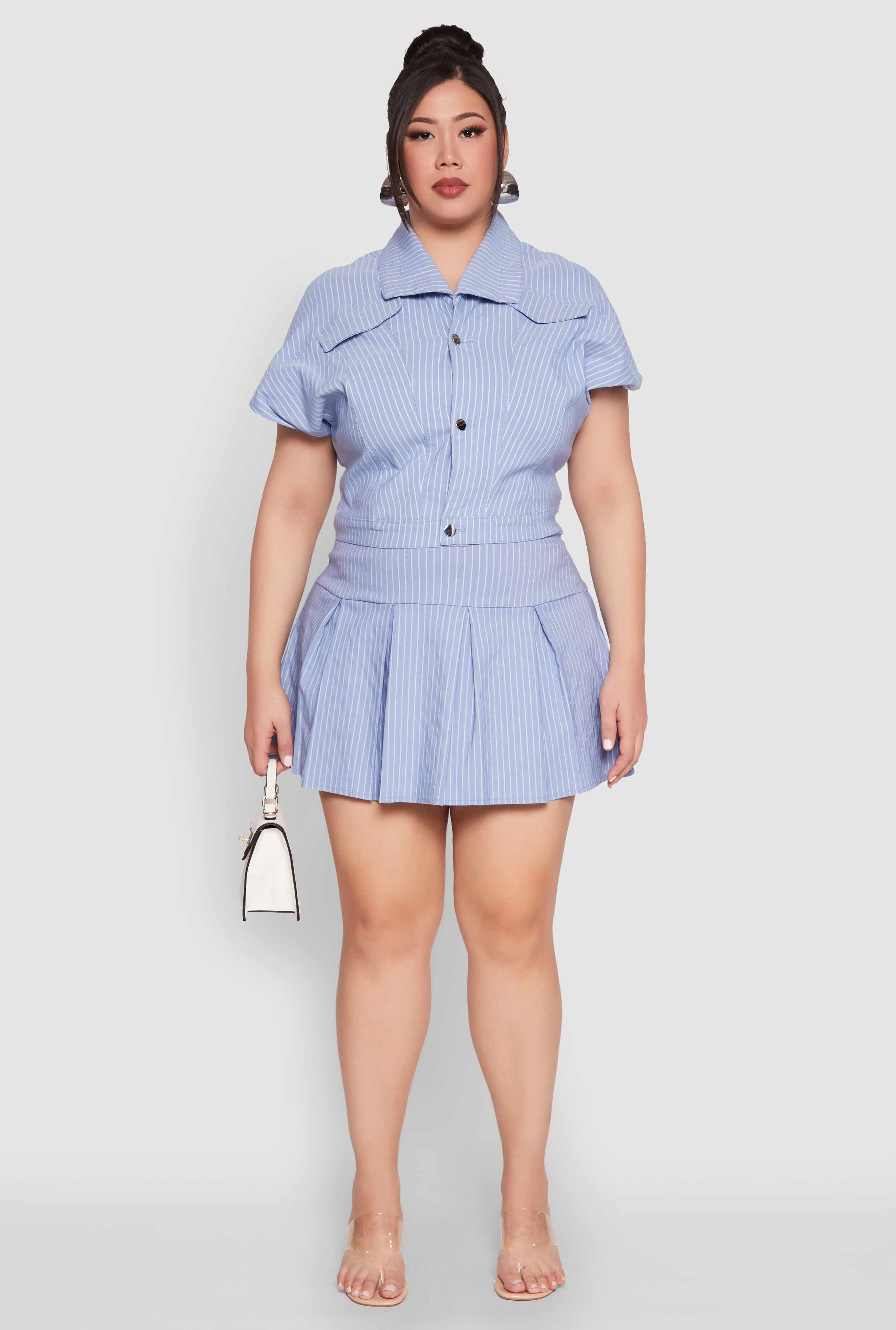 Plus Size Pinstripe Hyperstretch Crop Top