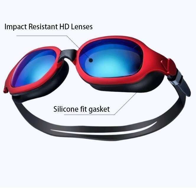 Swim Goggles, Anti-Fog HD Electroplating Swimming Glasses, Protection Wide View Swim Goggles with Silicone Seal, for Women Men Adult Youth Kids (Color : Black)Soft and comfortable for all face shapes