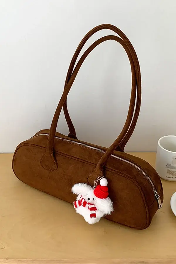 Vintage Suede Baguette Shoulder Bag