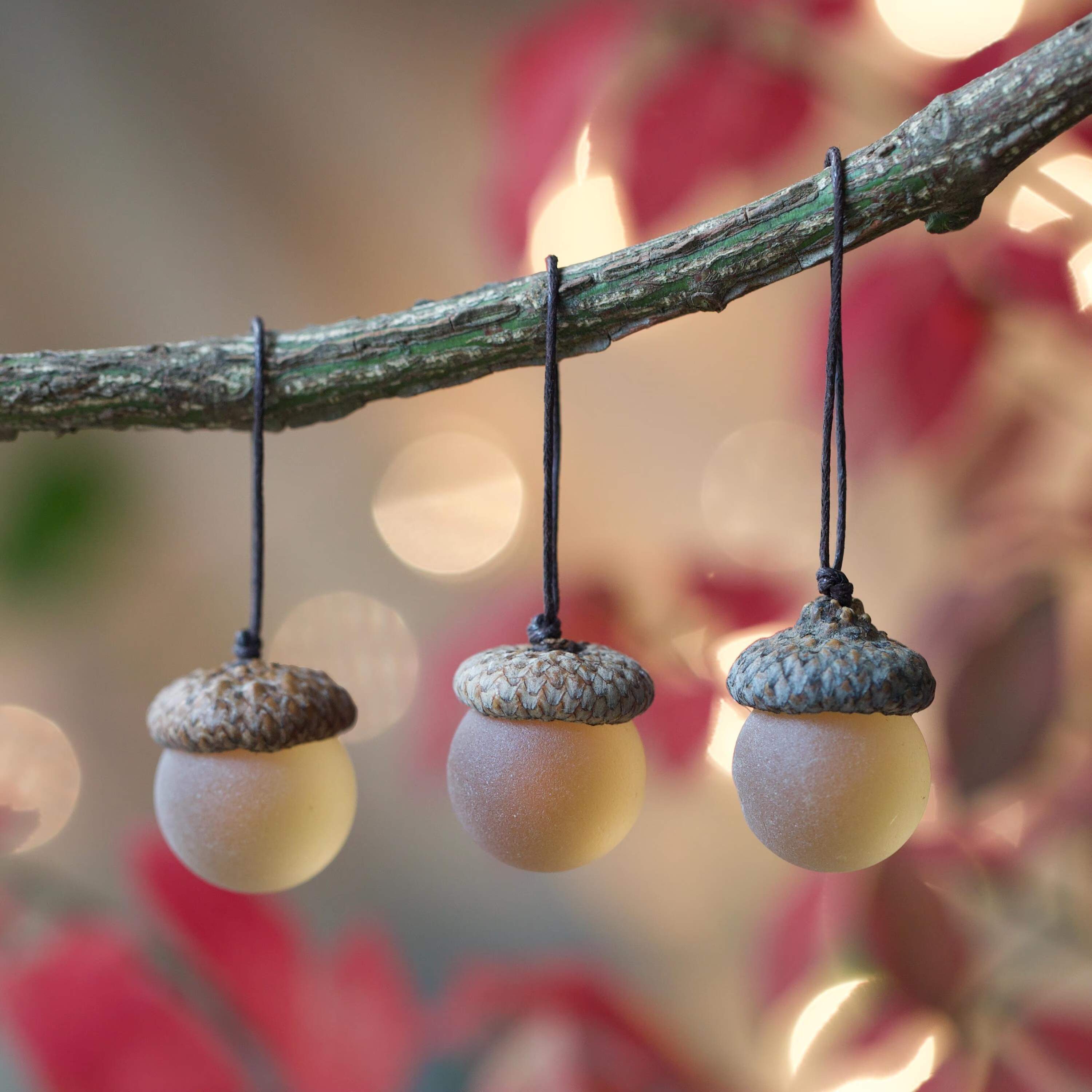 Handmade Sea Glass Acorns: NATURAL Cap Decorative Ornaments