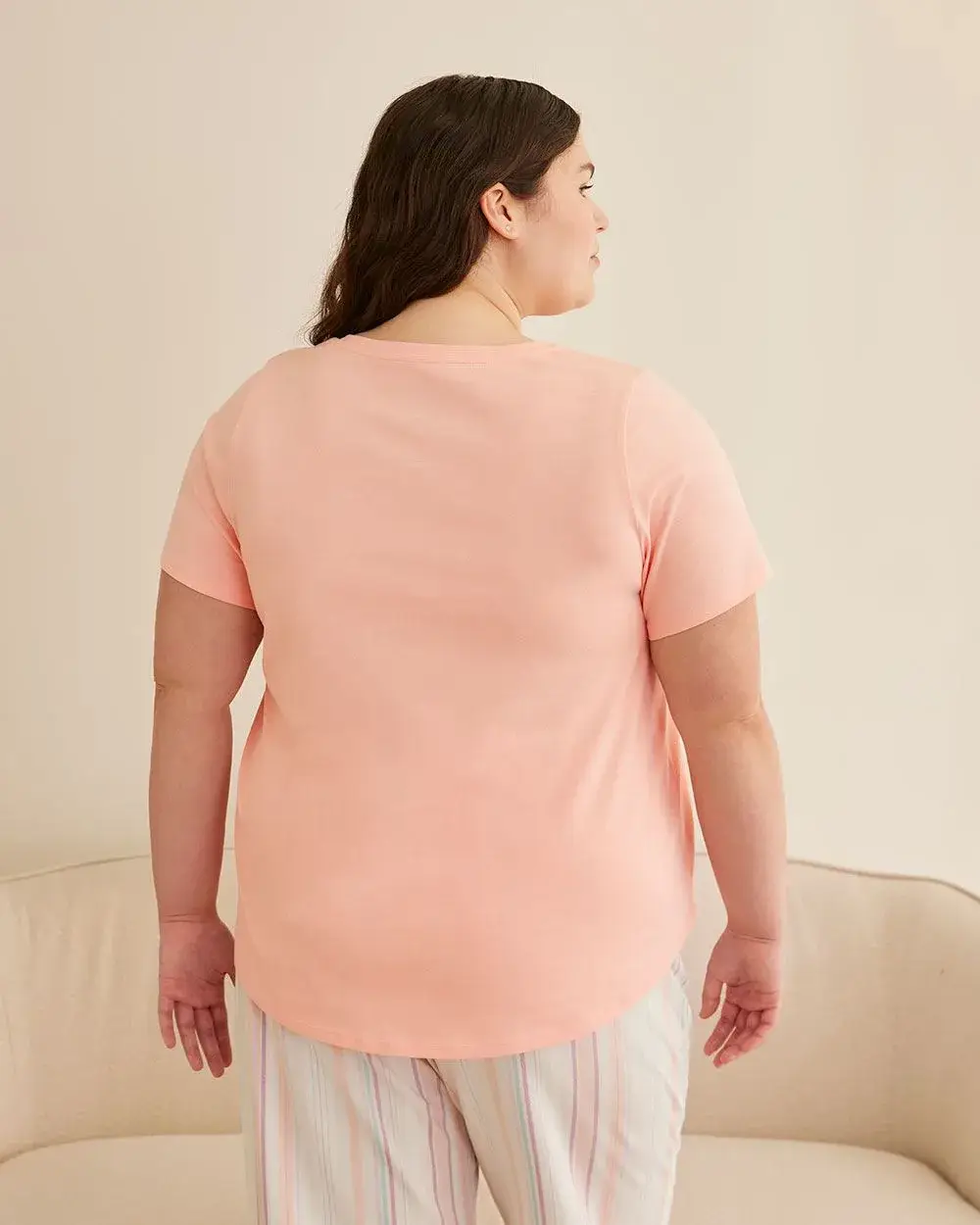 Cotton V-Neck Pyjama Top with Faggoting Trim - ti Voglio