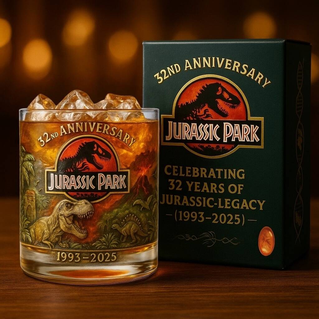 Jurassic Park 32nd Anniversary Whiskey Glass