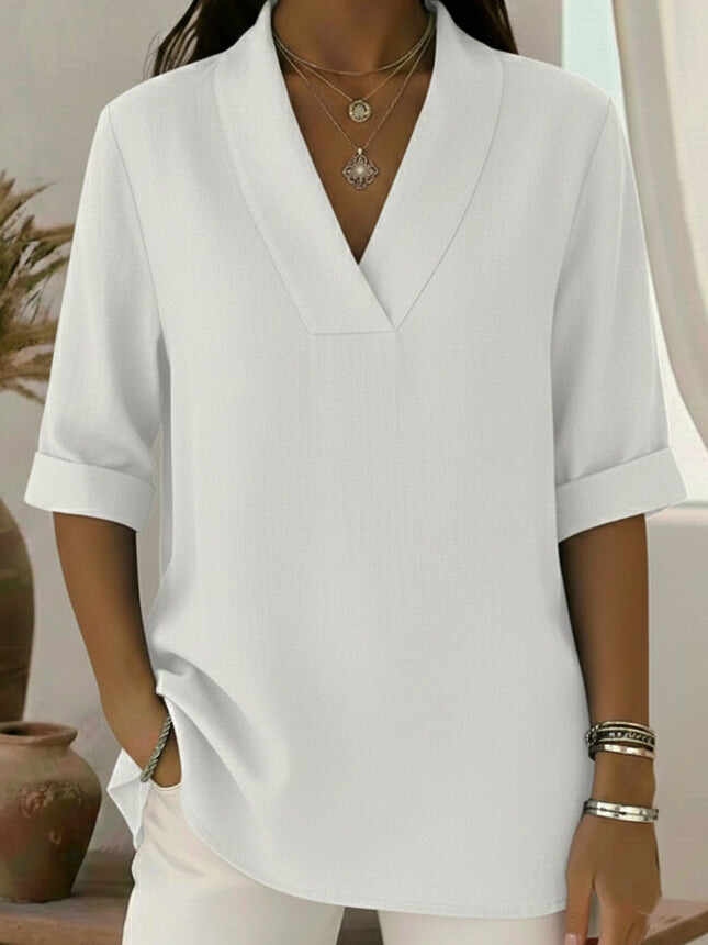 🔥Summer Arrivals🌟Vintage Elegant Shawl Collar Linen Short-sleeved Shirt