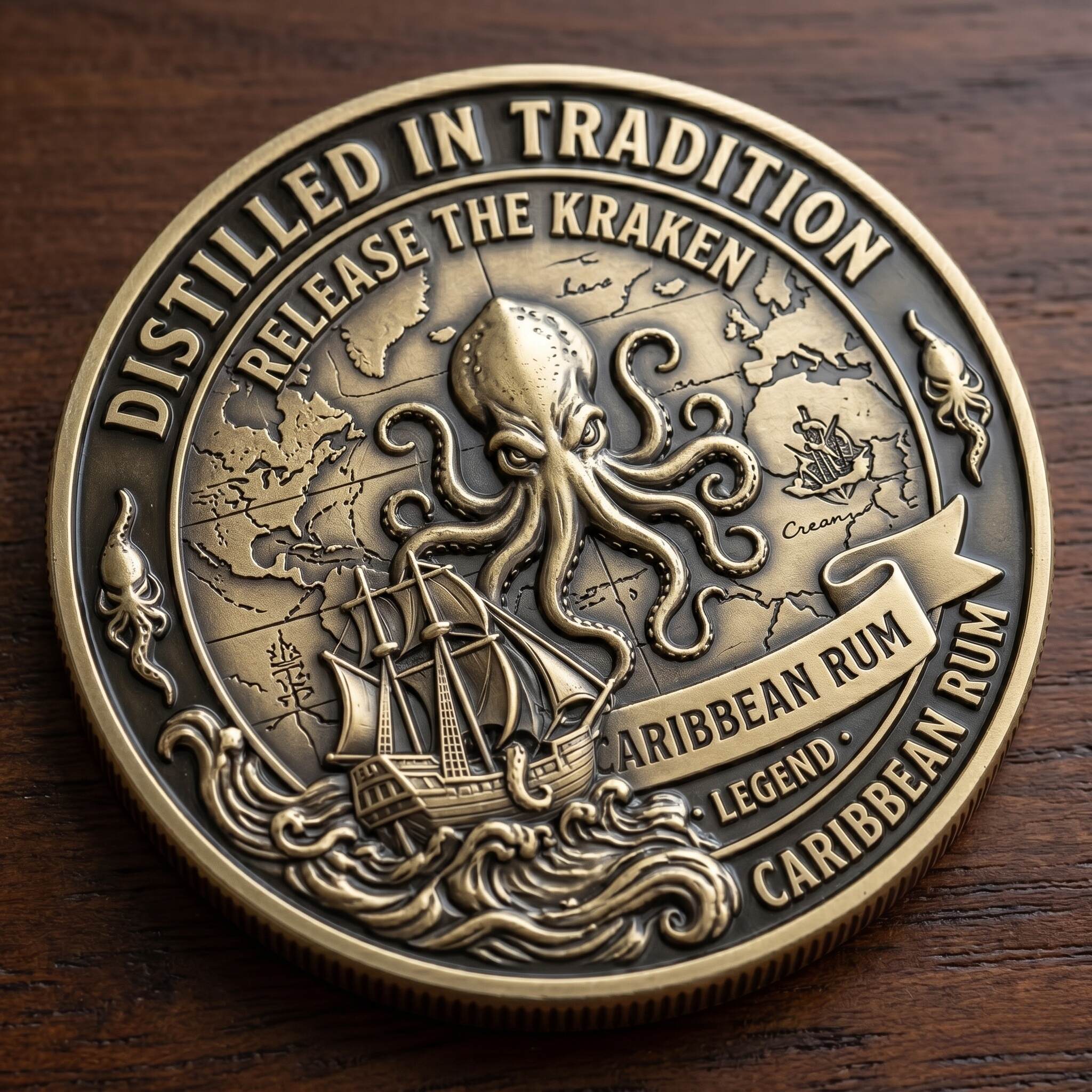 The Kraken Black Spiced Rum 2-Sided Challenge Coin
