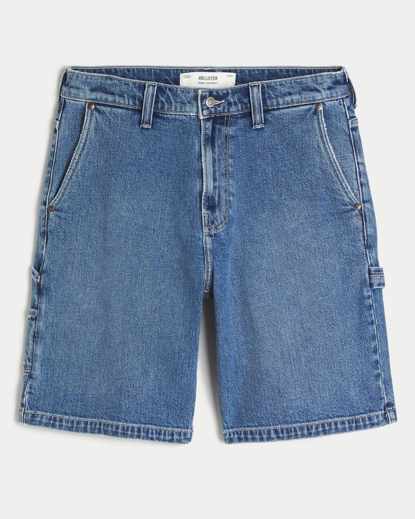 Washed Black Baggy Denim Shorts