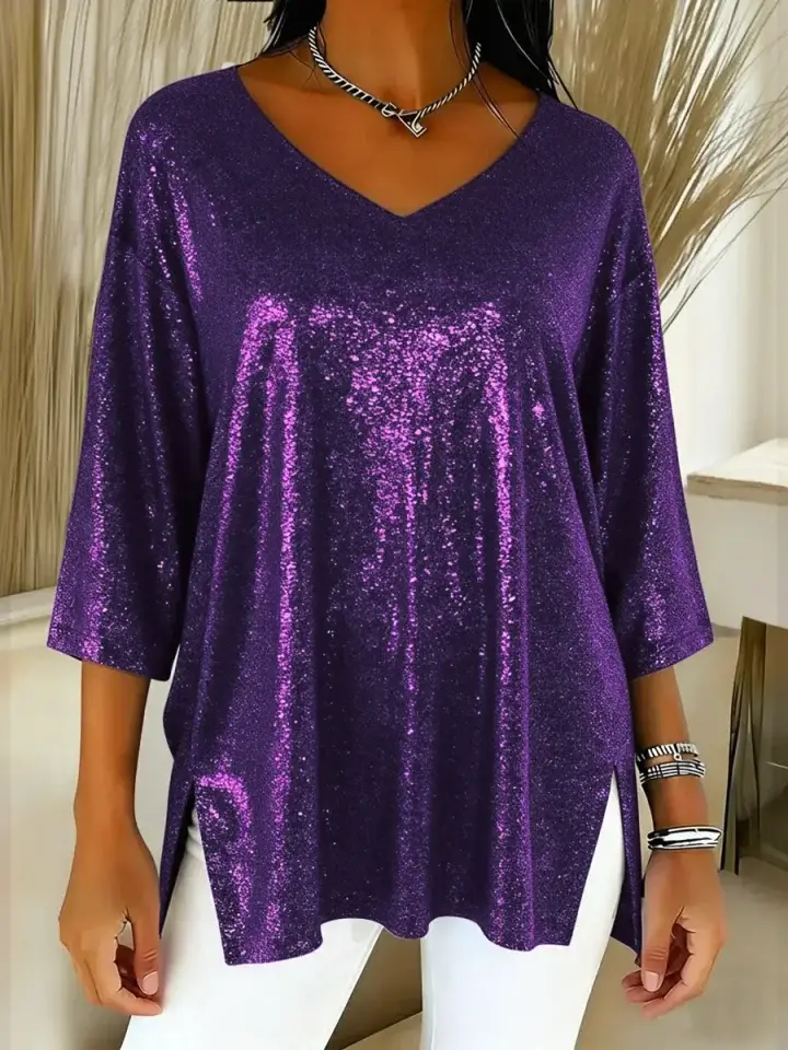 🔥Summer Arrivals🌟Women's Sparkly Christmas V-neck Top