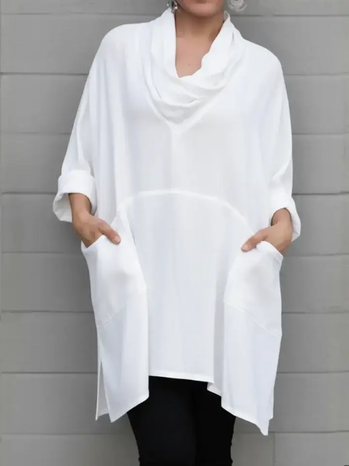 🔥Summer Arrivals🌟Women's Cozy Cowl Neck Linen And Cotton Top