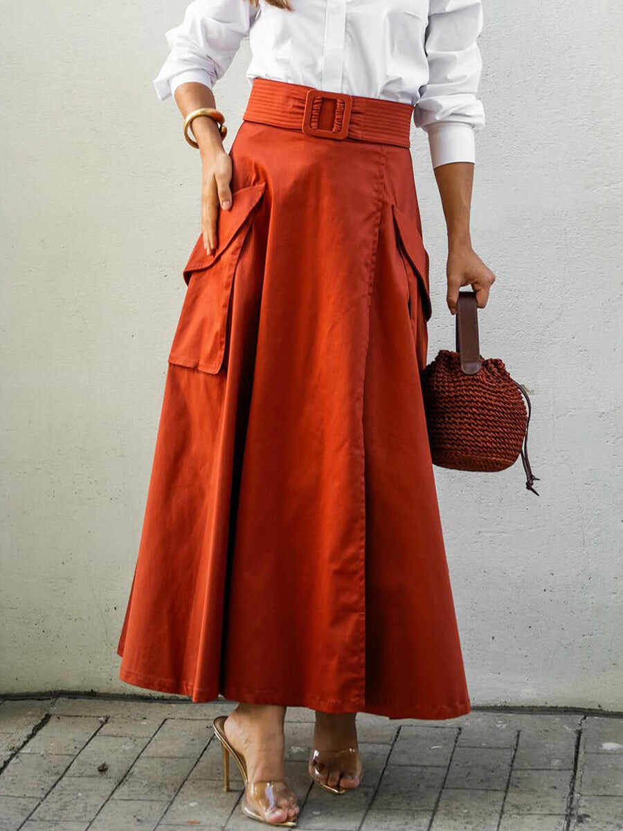 🔥Summer Arrivals🌟Comfortable Pocket Linen And Cotton A-line Skirt