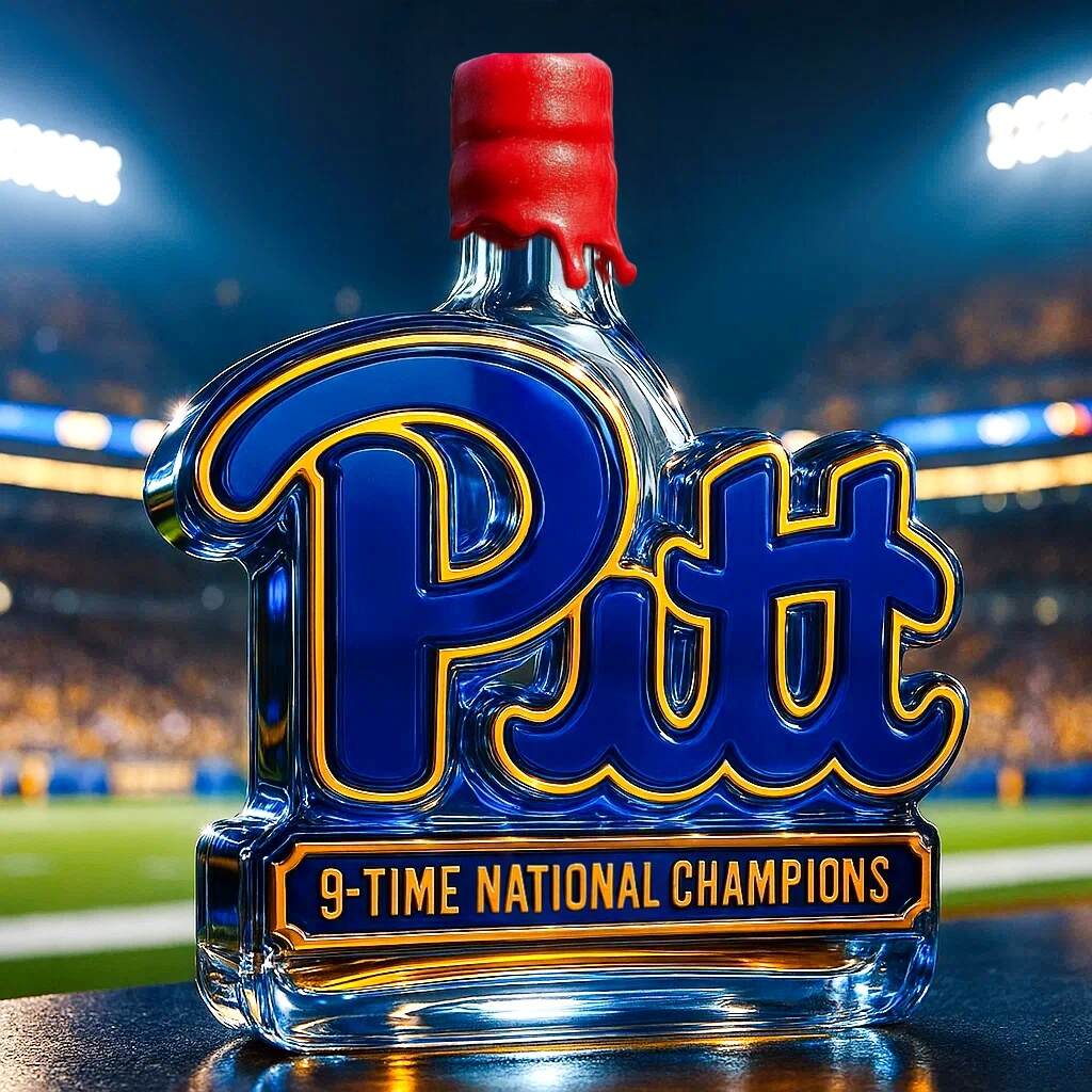 Pittsburgh Panthers 9-Time National Champion Whiskey Bottle