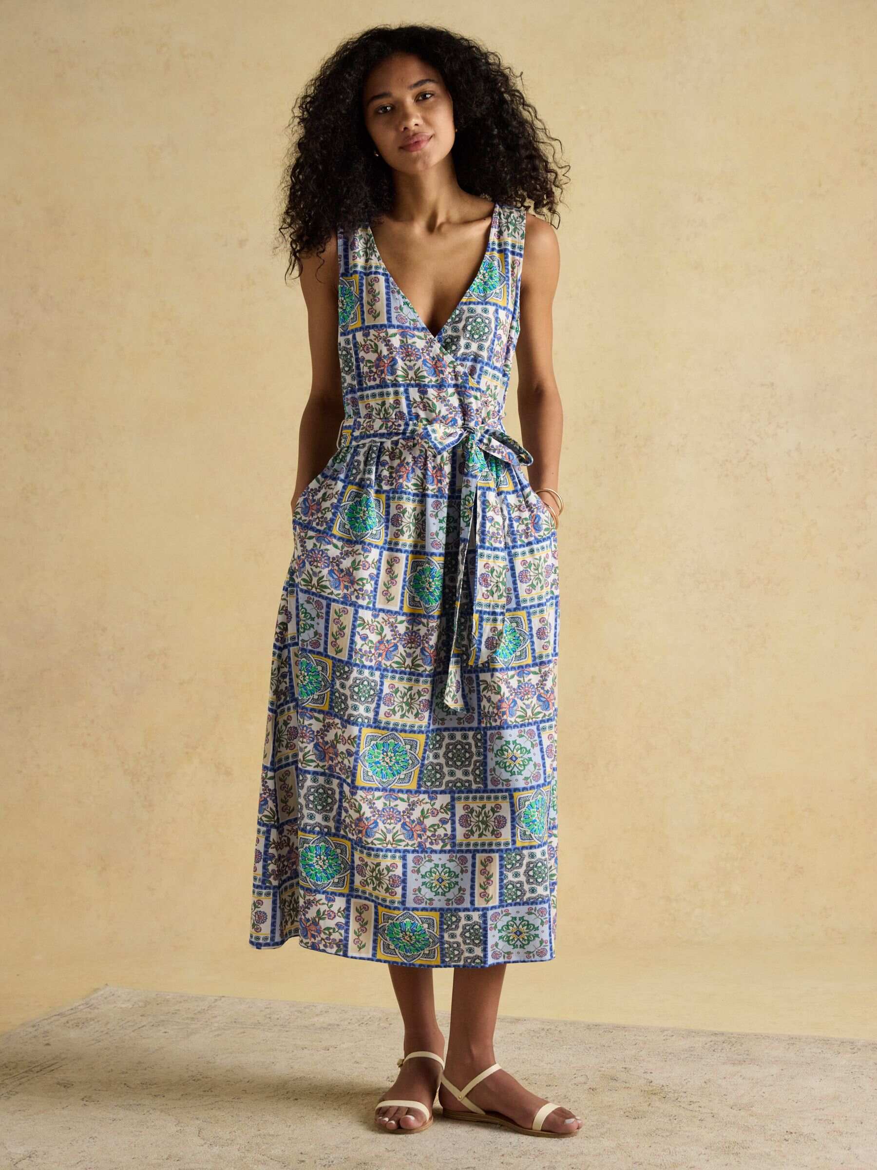 Eliza Blue Wrap Midi Dress